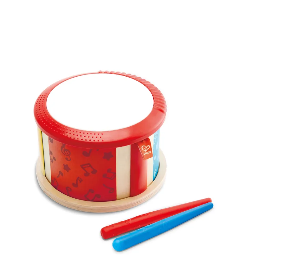 Hape Giochi musicali Tamburo a due facce con bacchetta legno dai 12 mesi