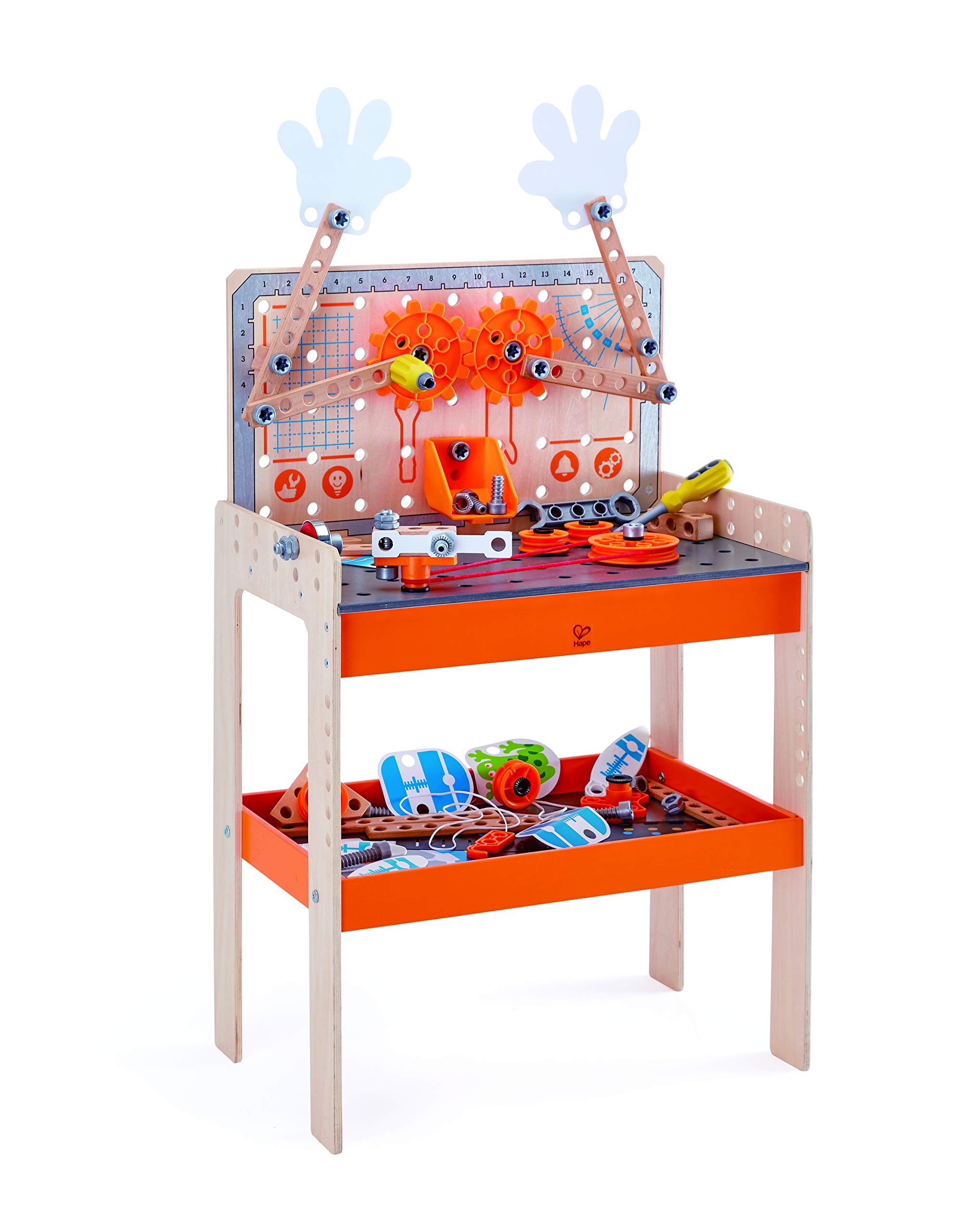 Hape Junior Inventor Banco da lavoro medio laboratorio in legno 58 pezzi