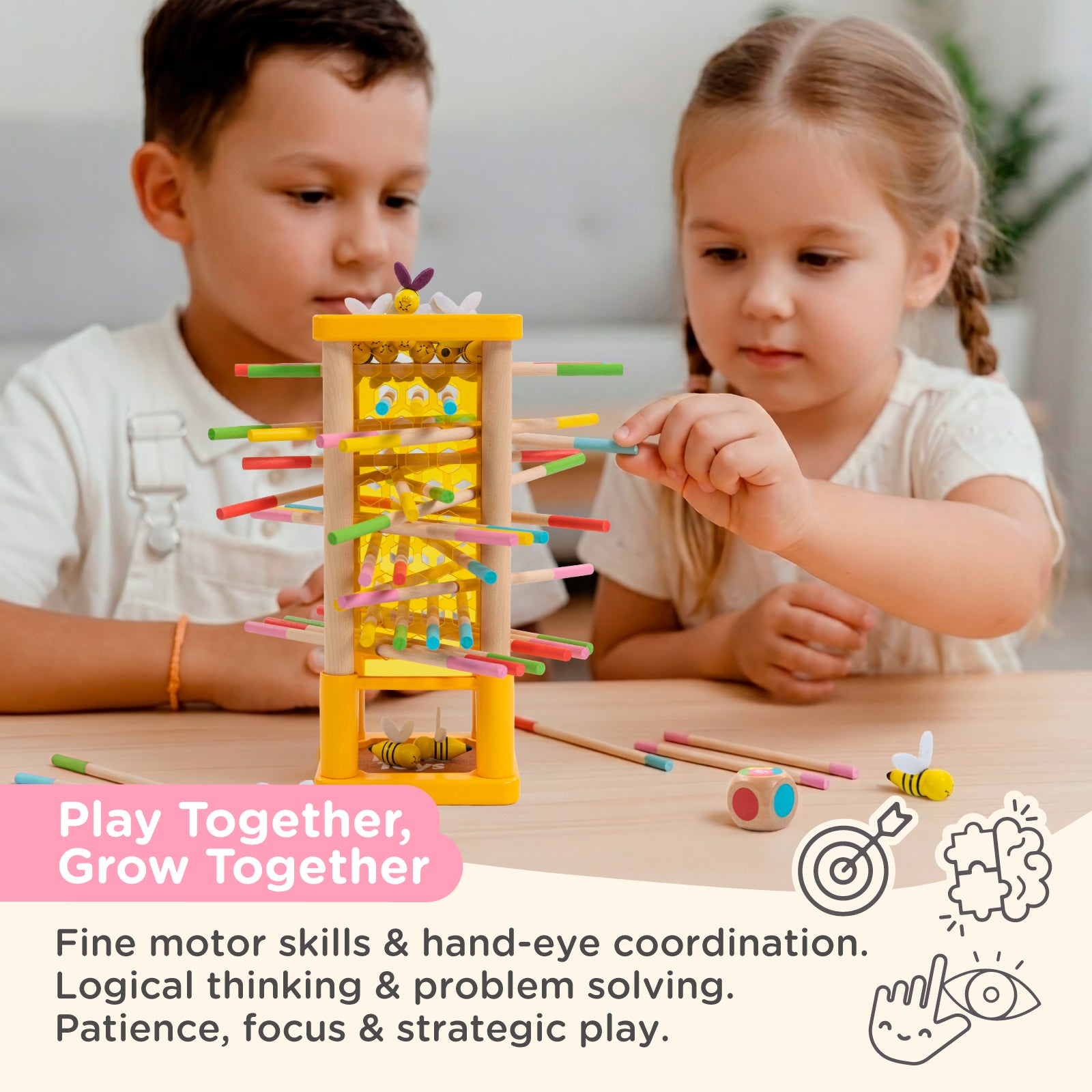 Nene Toys Family Games BeeFall, gioco da tavolo, torre con api