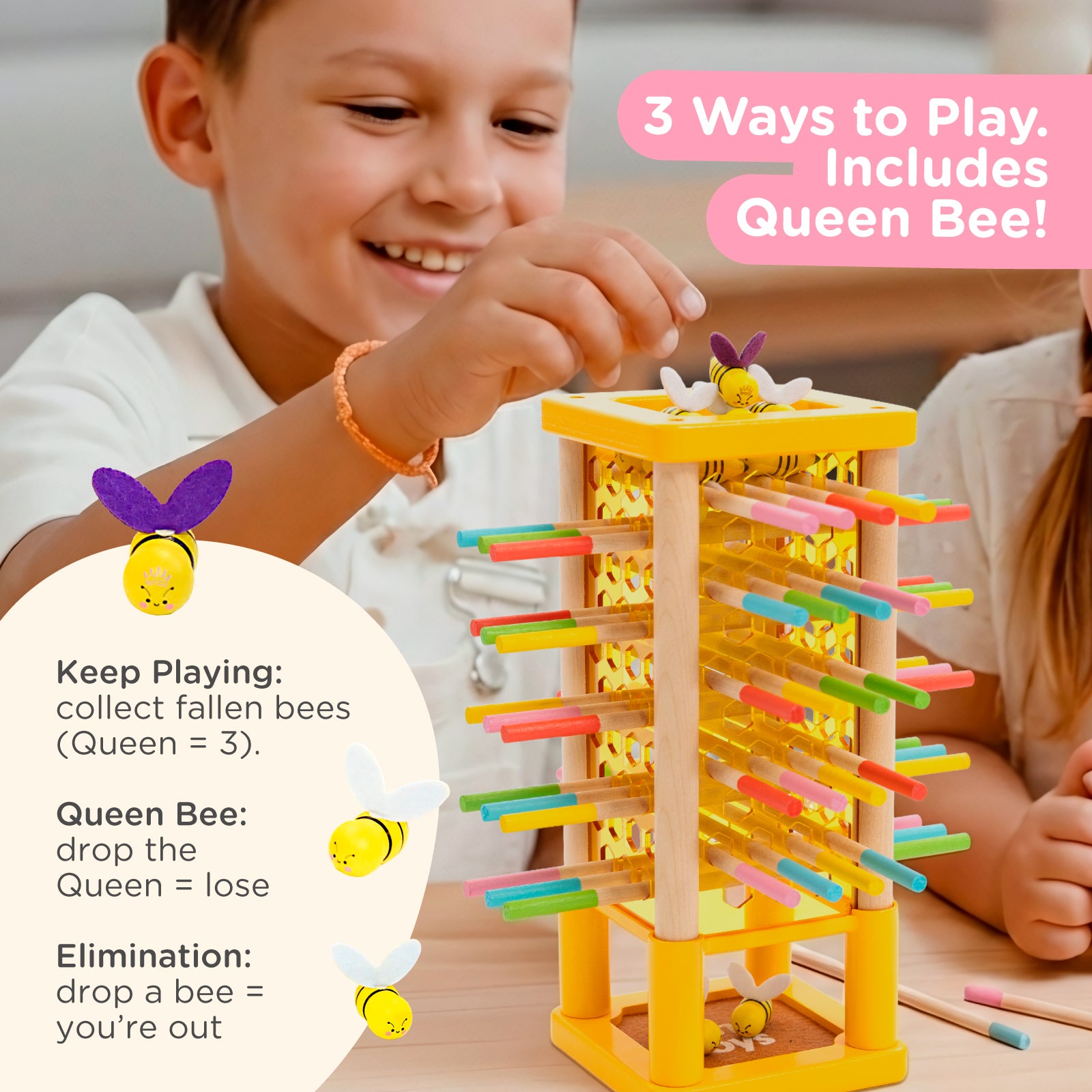 Nene Toys Family Games BeeFall, gioco da tavolo, torre con api