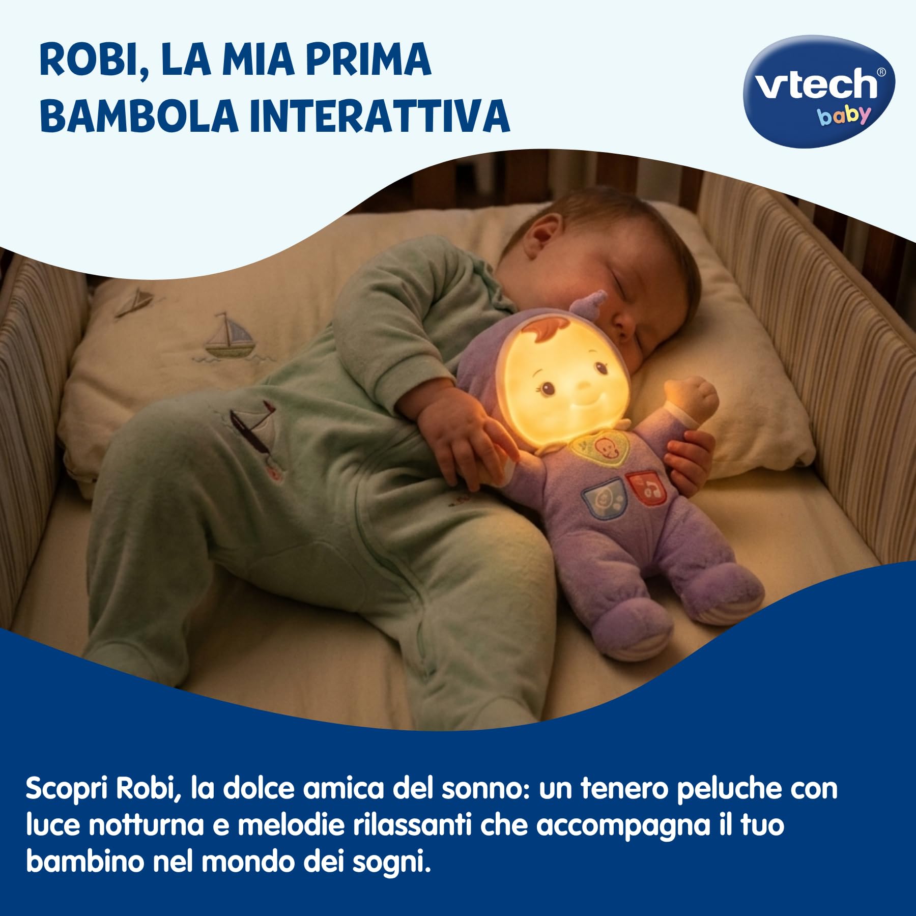 VTech Robi bambola interattiva in peluche 0-36 mesi luminosa