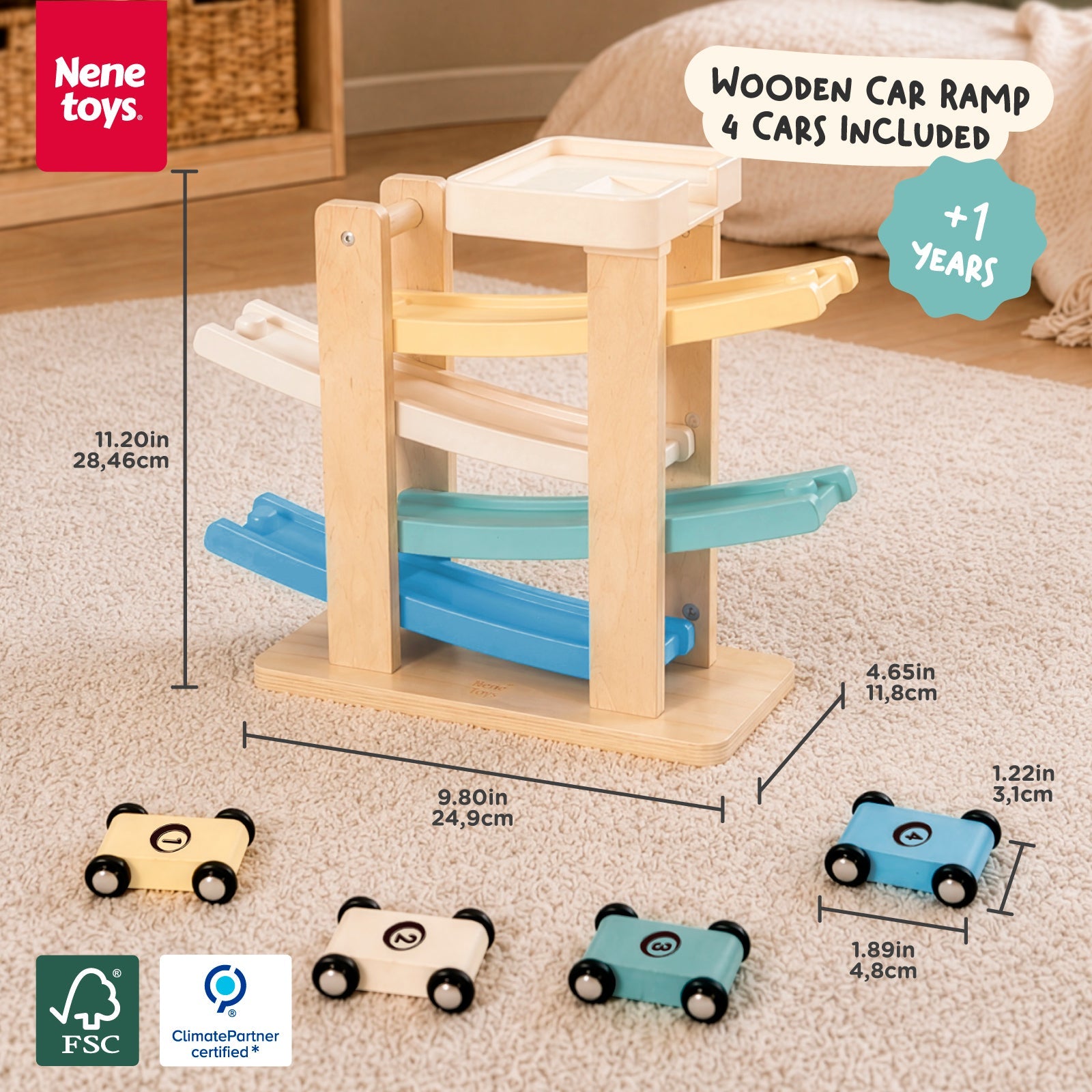 Nene Toys Vehicles & Adventure Car Ramp Racer pista Ocean 4 auto in legno
