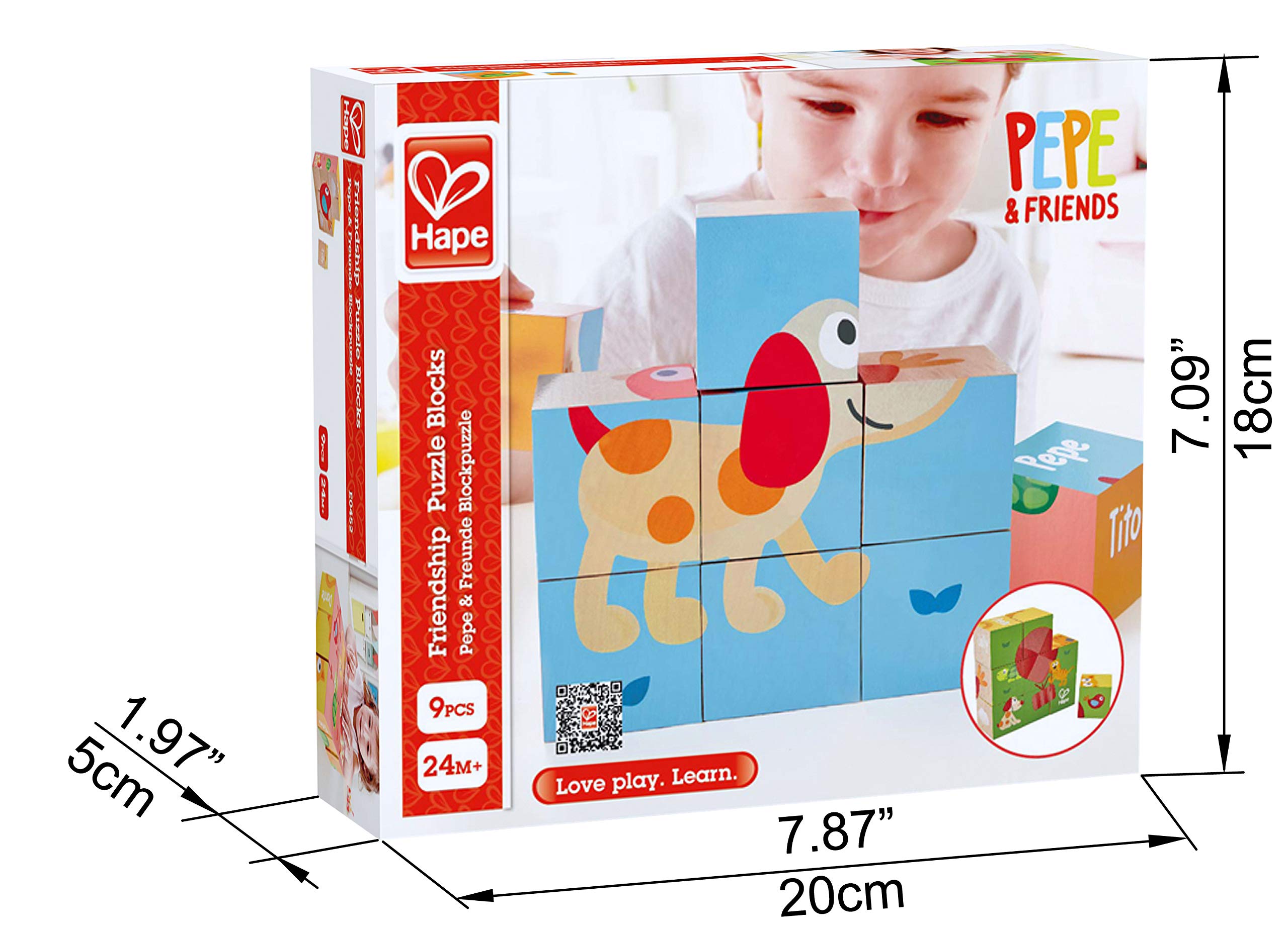 Hape Puzzle E0452 Pepe und Friends puzzle a blocchi legno 9 pezzi