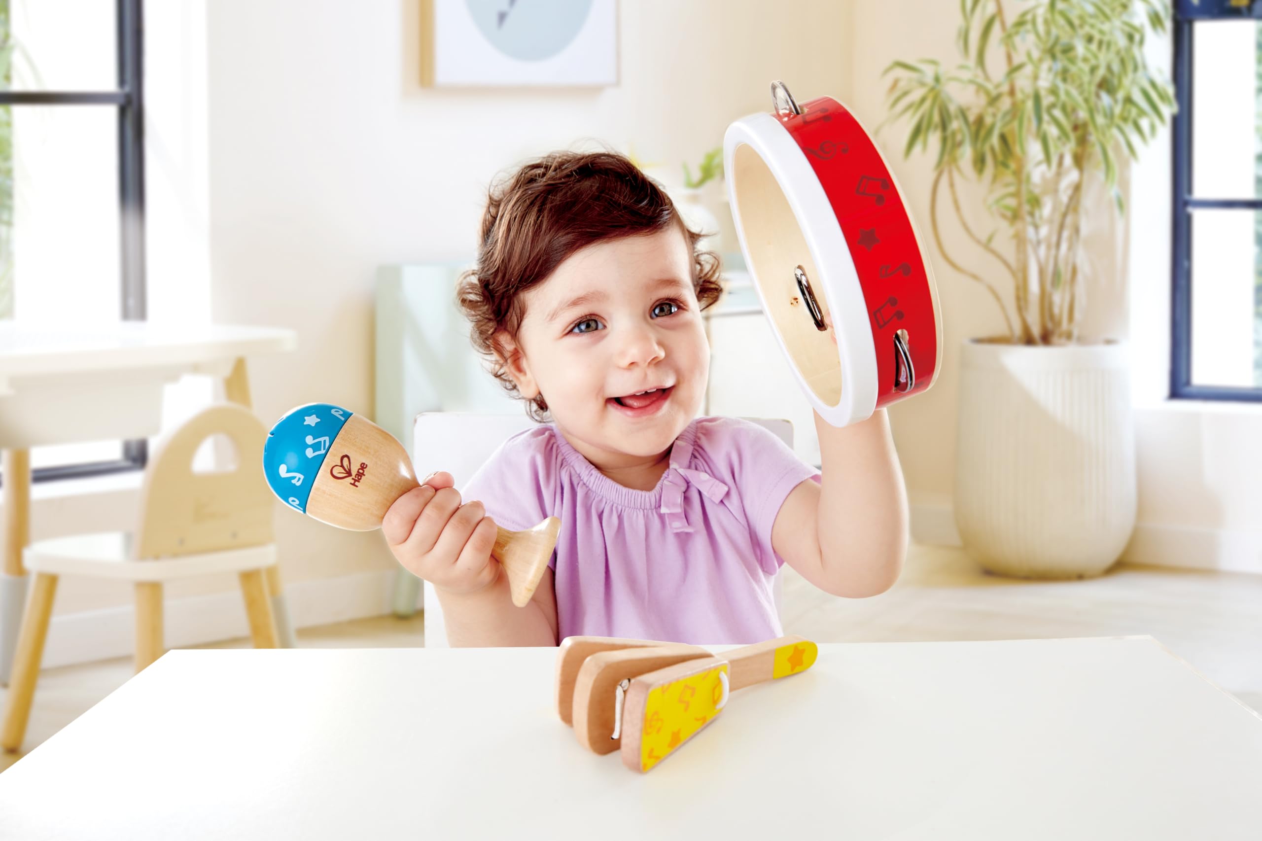 Hape Giochi musicali Set percussioni bambini tamburello maracas batacchio