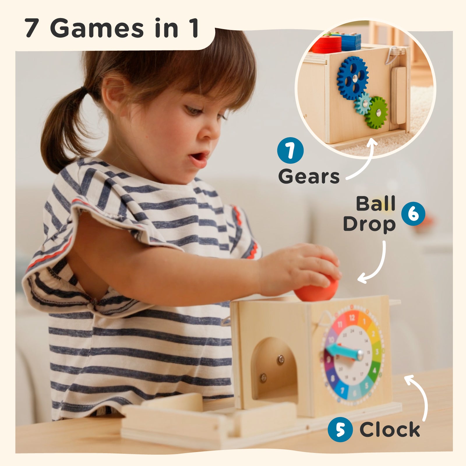 Nene Toys Building & Stacking 7 in 1 Montessori Play Cube cubo in legno