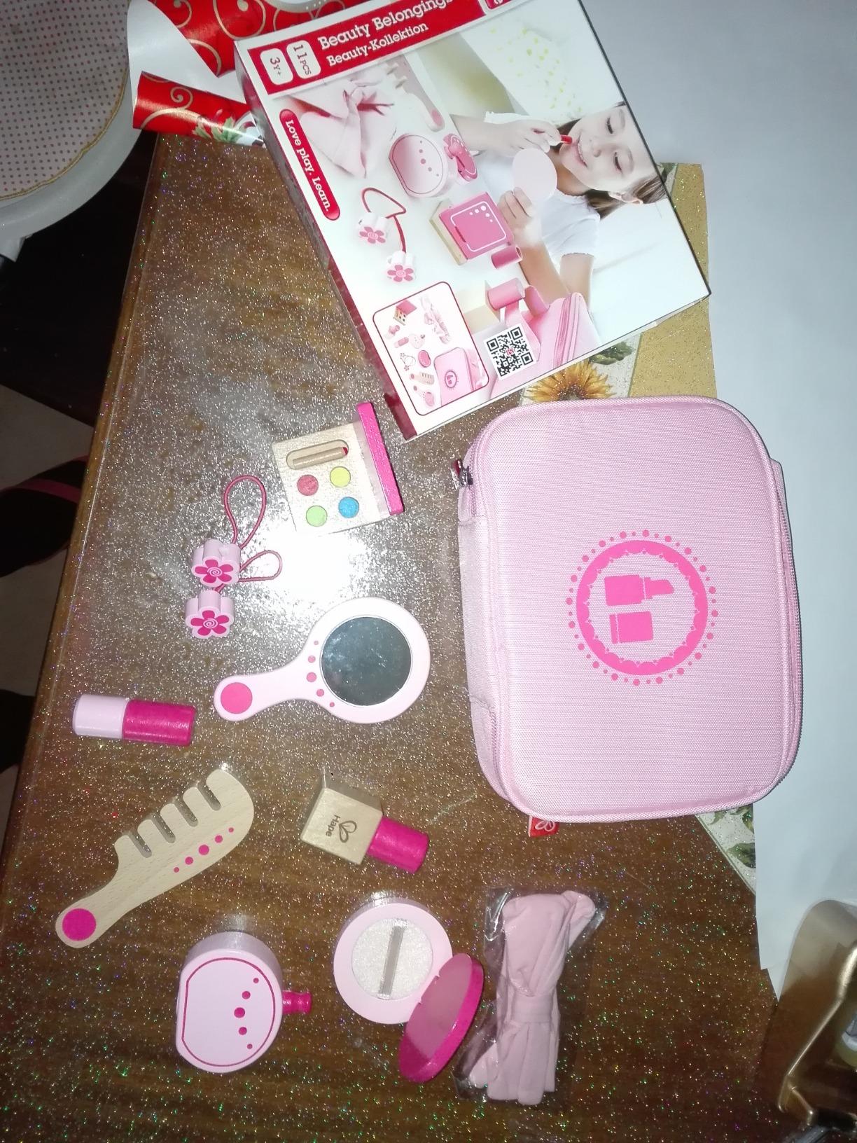 Hape Giochi di ruolo Set di Bellezza trousse rosa 11 pezzi
