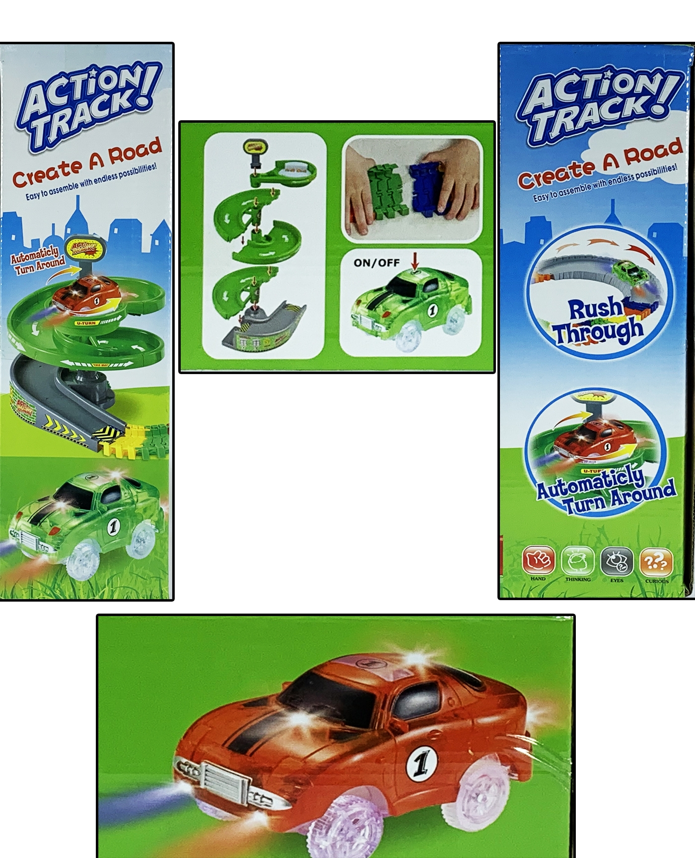 Masterhome Baby Piste Flessibili Luminose ACTION TRACK ROTARY pista fluorescente