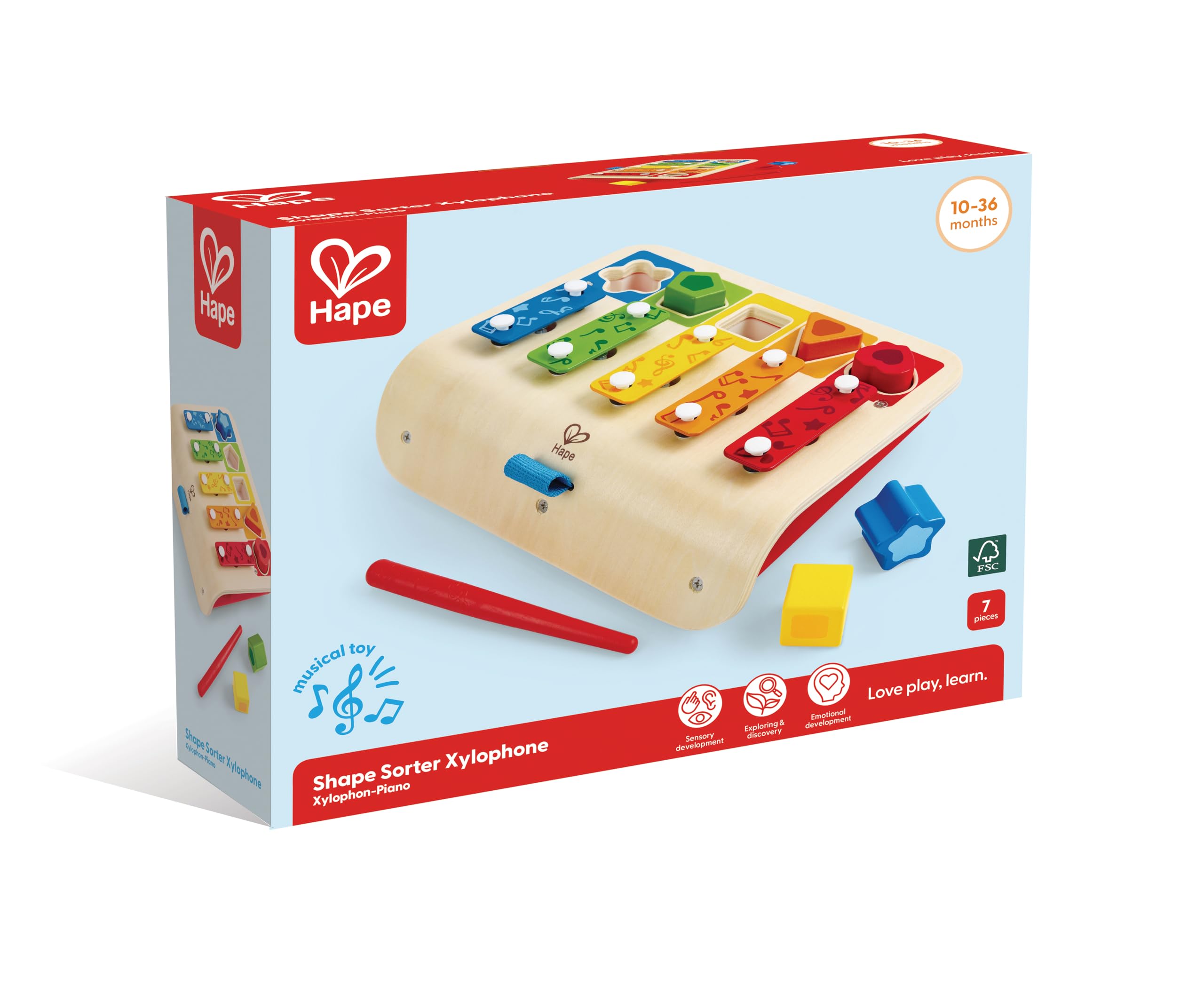 Hape Giochi musicali Xilofono Arcobaleno in legno 5 tasti