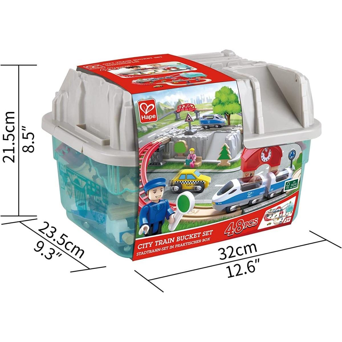 Hape Treno E3771 Treno in città set ferroviario 48 pezzi con box