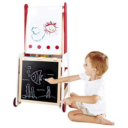 Hape Arte e creatività E1055 lavagna double-face con carrello legno