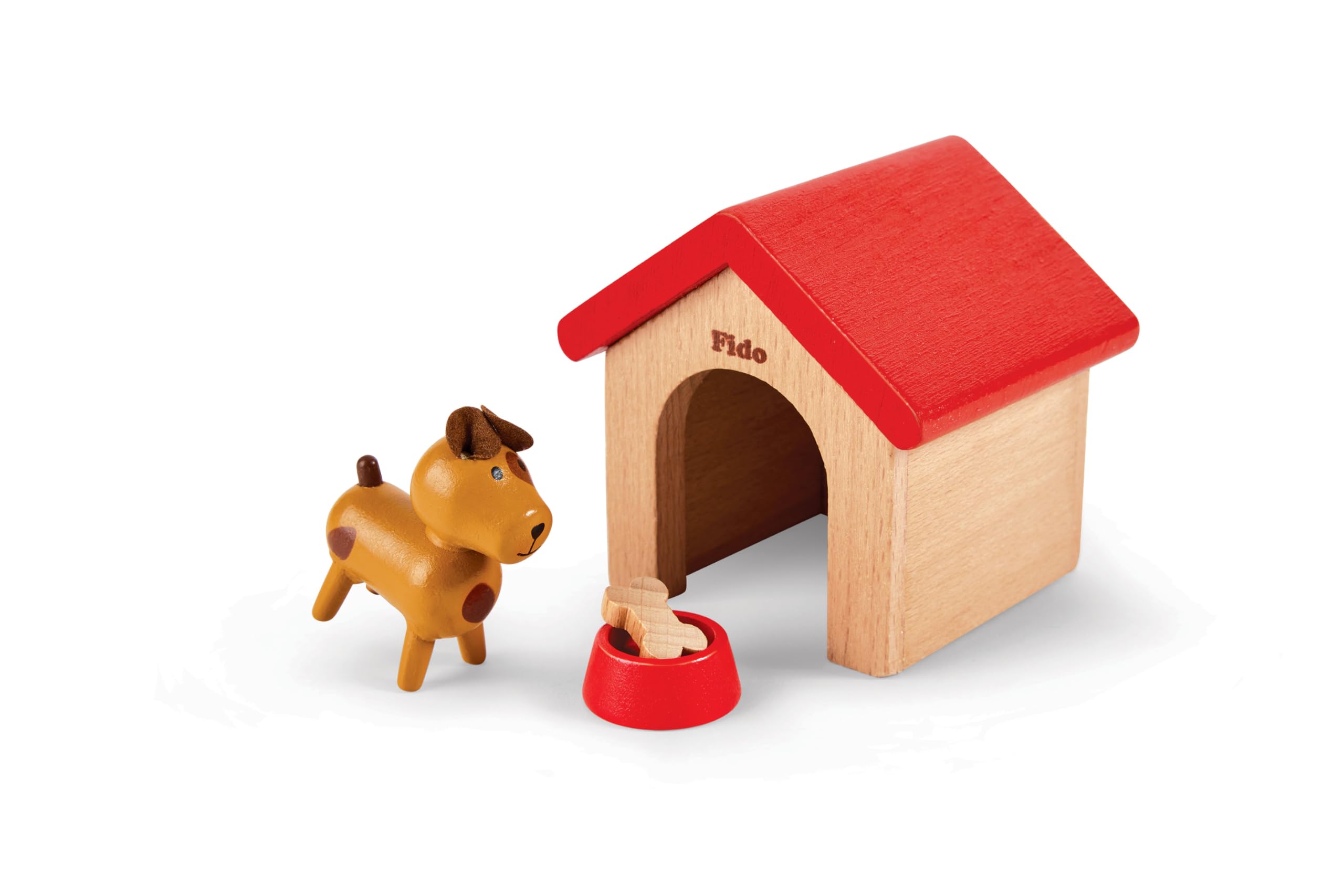 Hape Animali Domestici per la casa delle bambole set cane gatto coniglio in legno