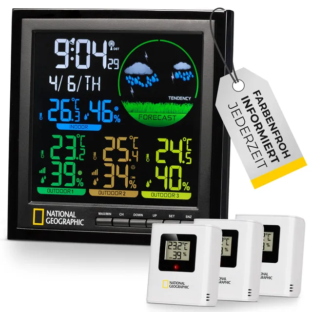 National Geographic Stazioni meteorologiche ed elettronica outdoor 9070700 stazione meteo nera