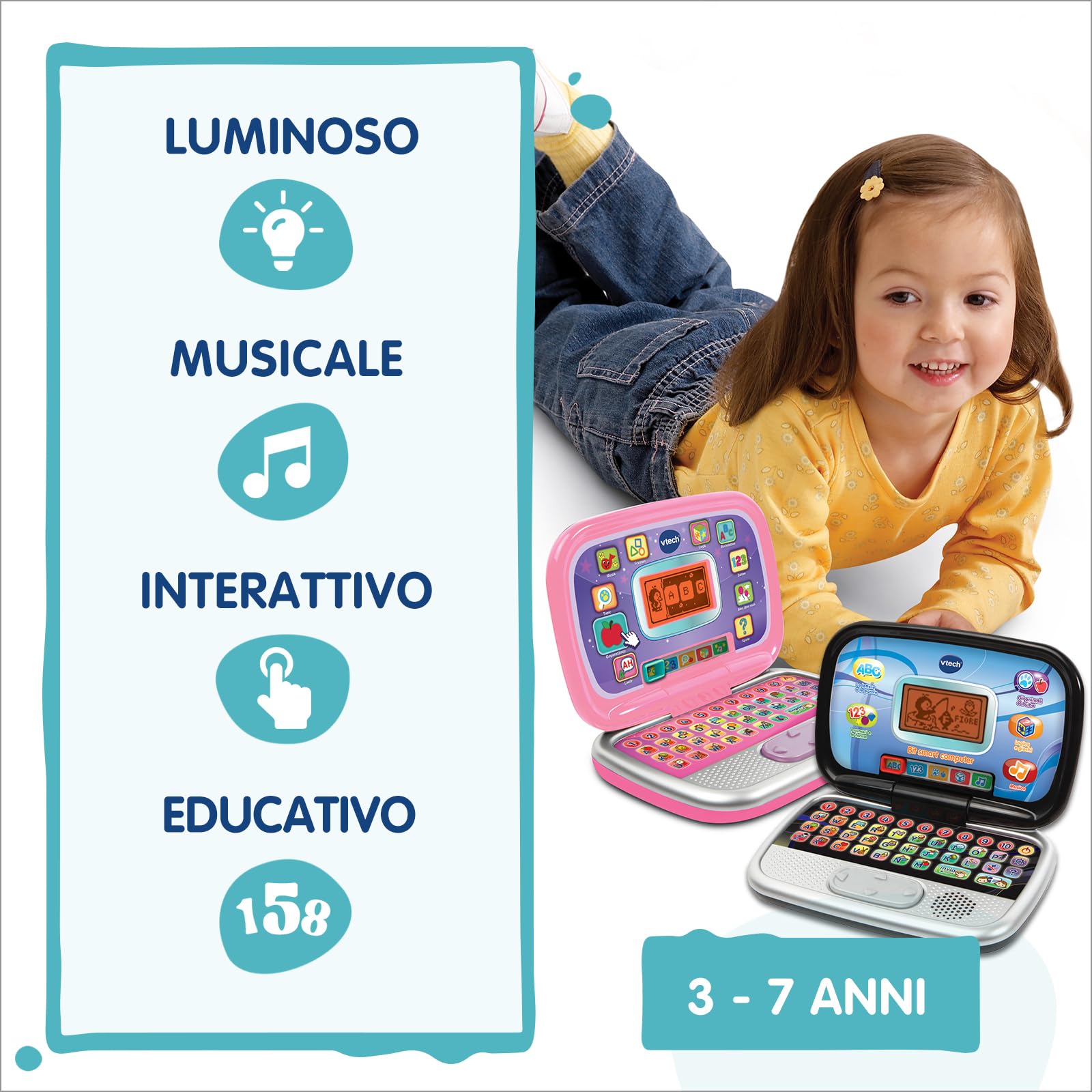 V-Tech Giocattoli 3-6 anni Bit Smart computer interattivo rosa
