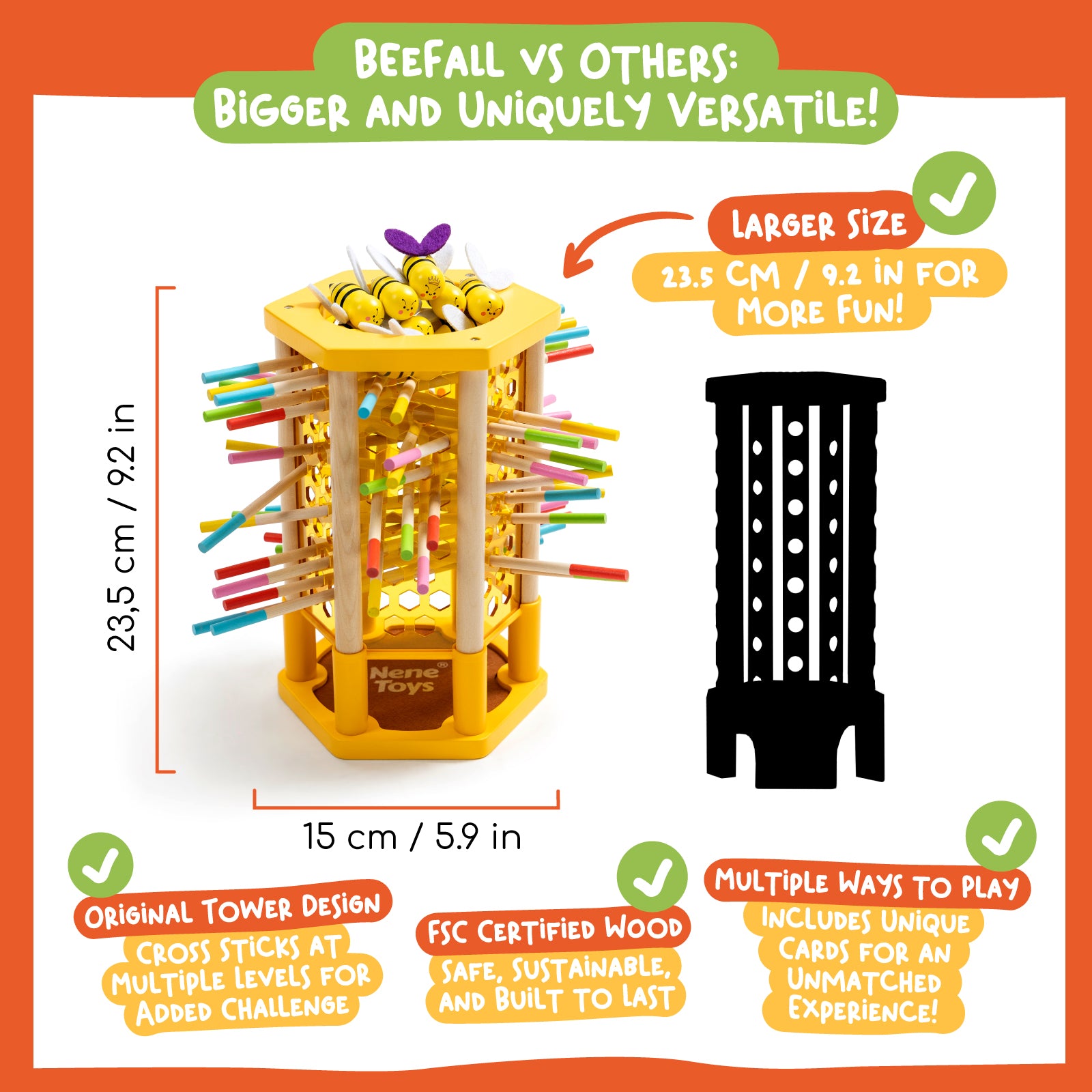 Nene Toys Family Games BEEFALL Jumbo gioco per famiglie in legno