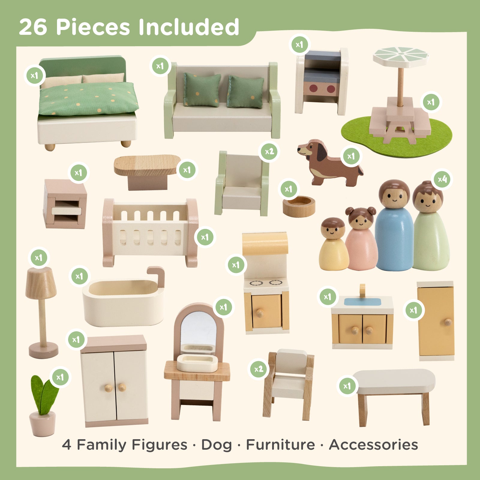 Nene Toys Kitchens & Pretend Play Wooden Doll House casa delle bambole