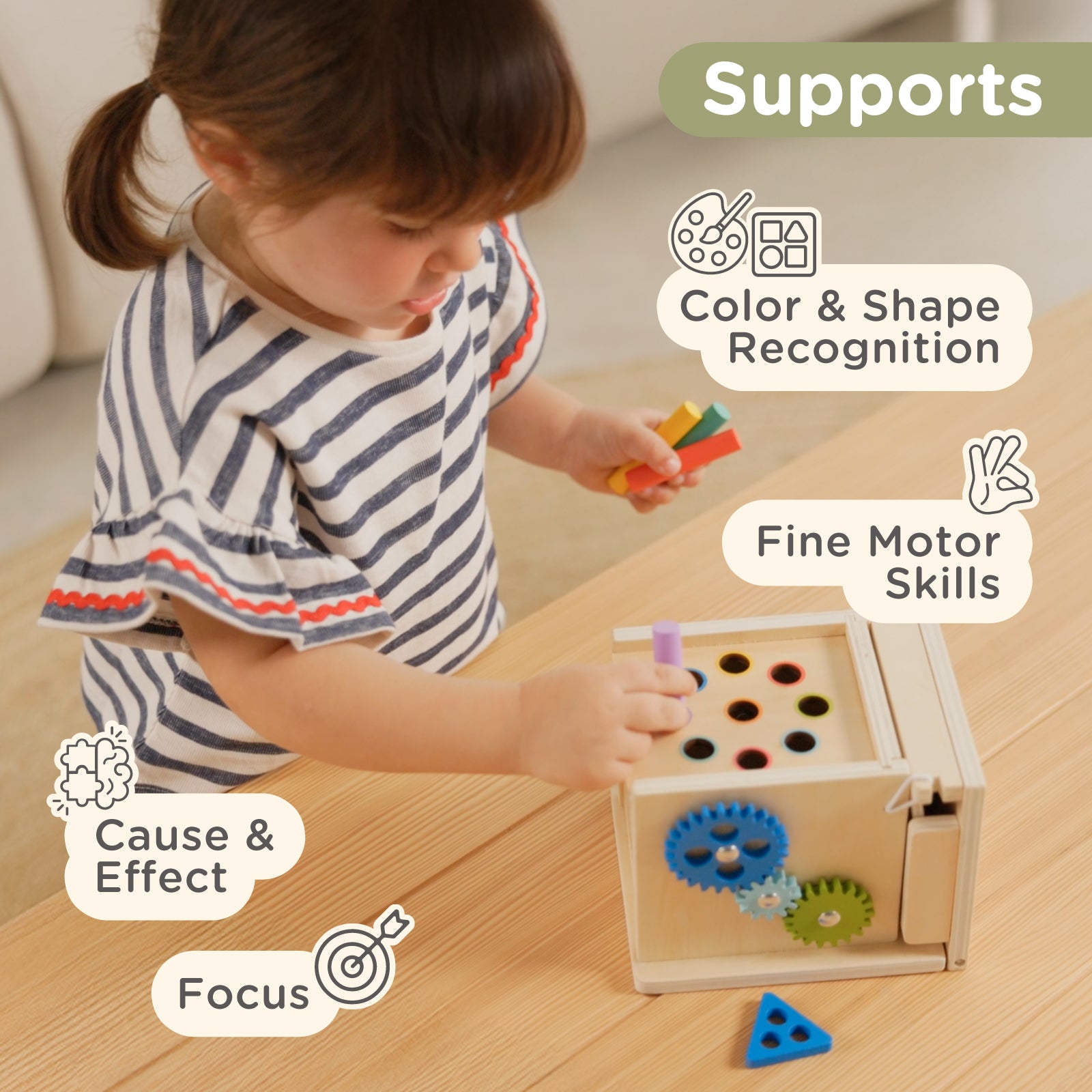 Nene Toys Building & Stacking 7 in 1 Montessori Play Cube cubo in legno