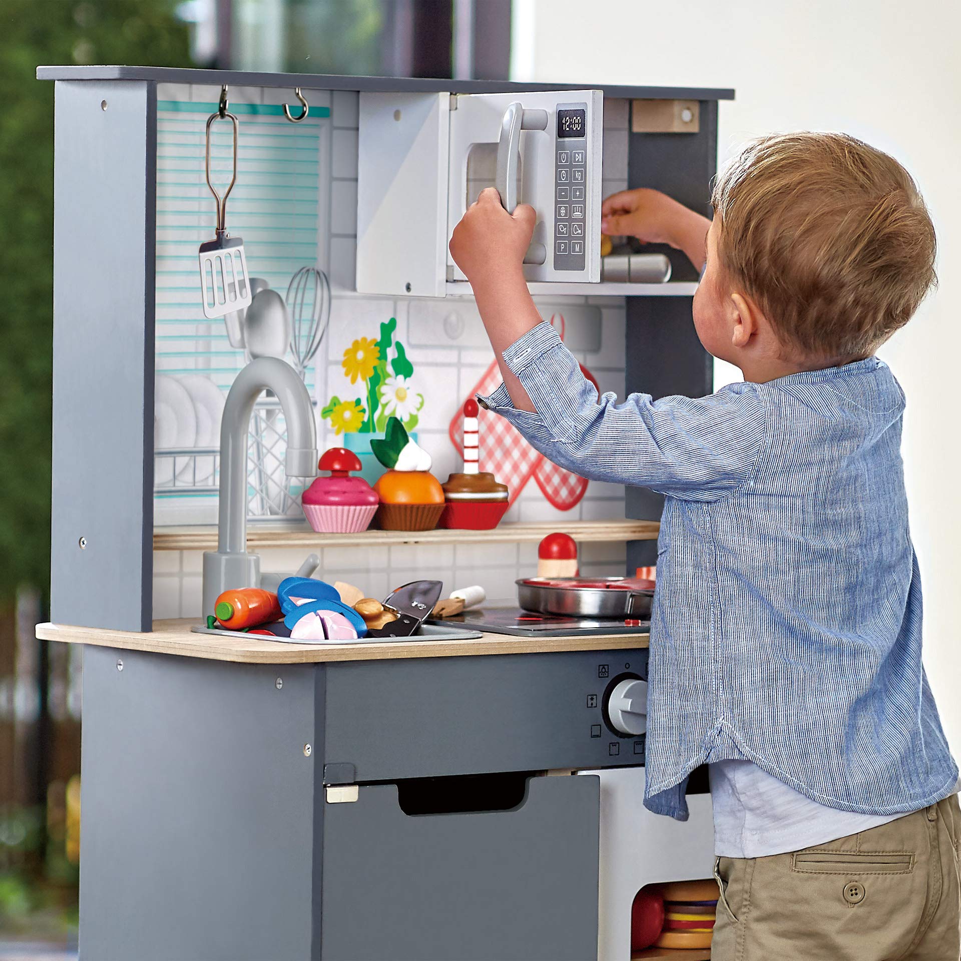 Hape Cucina e accessori Cucina Grigia E3166 cucina giocattolo legno luci suoni