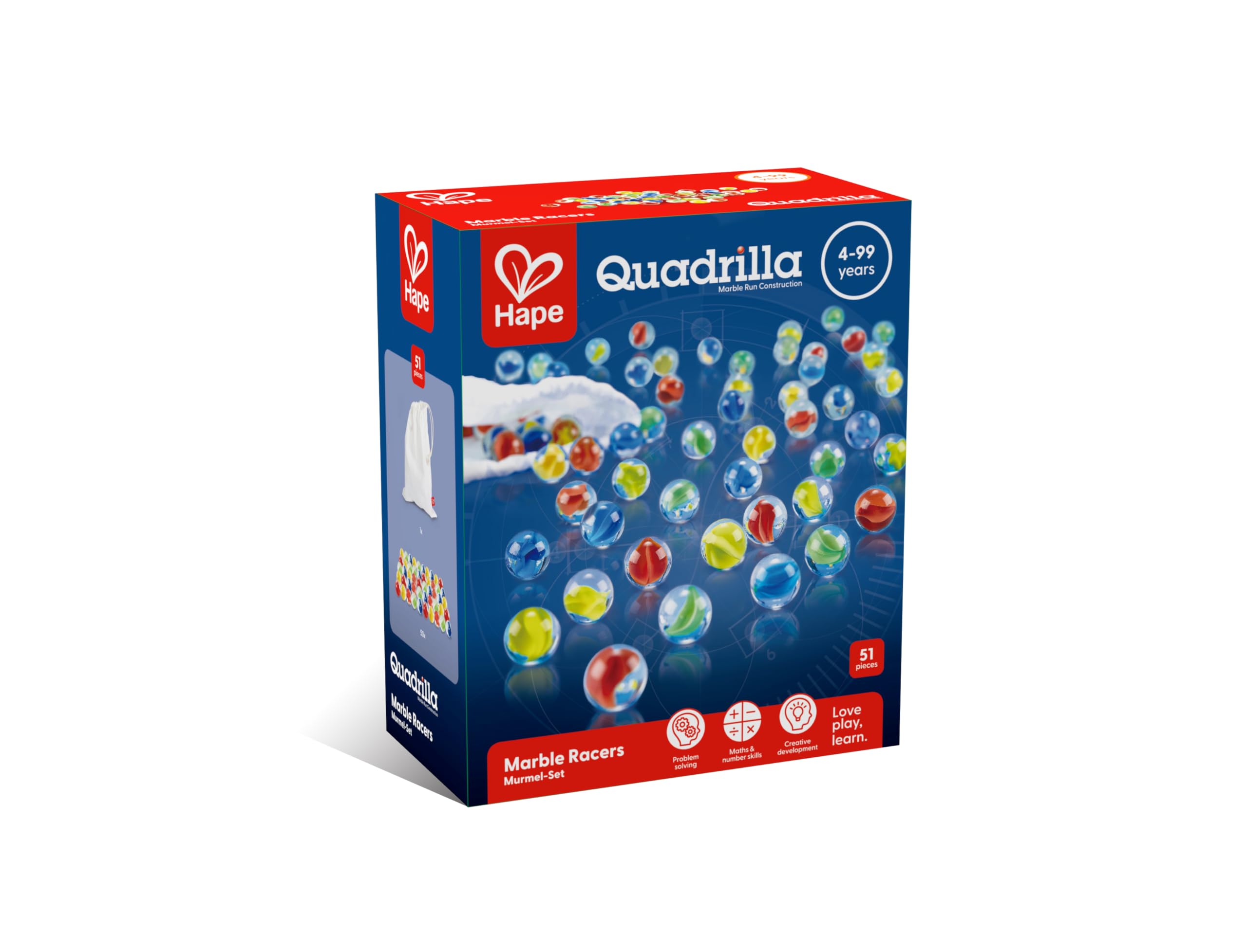 Hape Quadrilla Biglie da Gara biglie di vetro multicolore 50 pezzi
