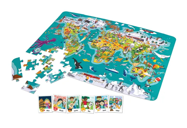 Hape Puzzle Mappa del Mondo puzzle 100 pezzi dai 5 anni