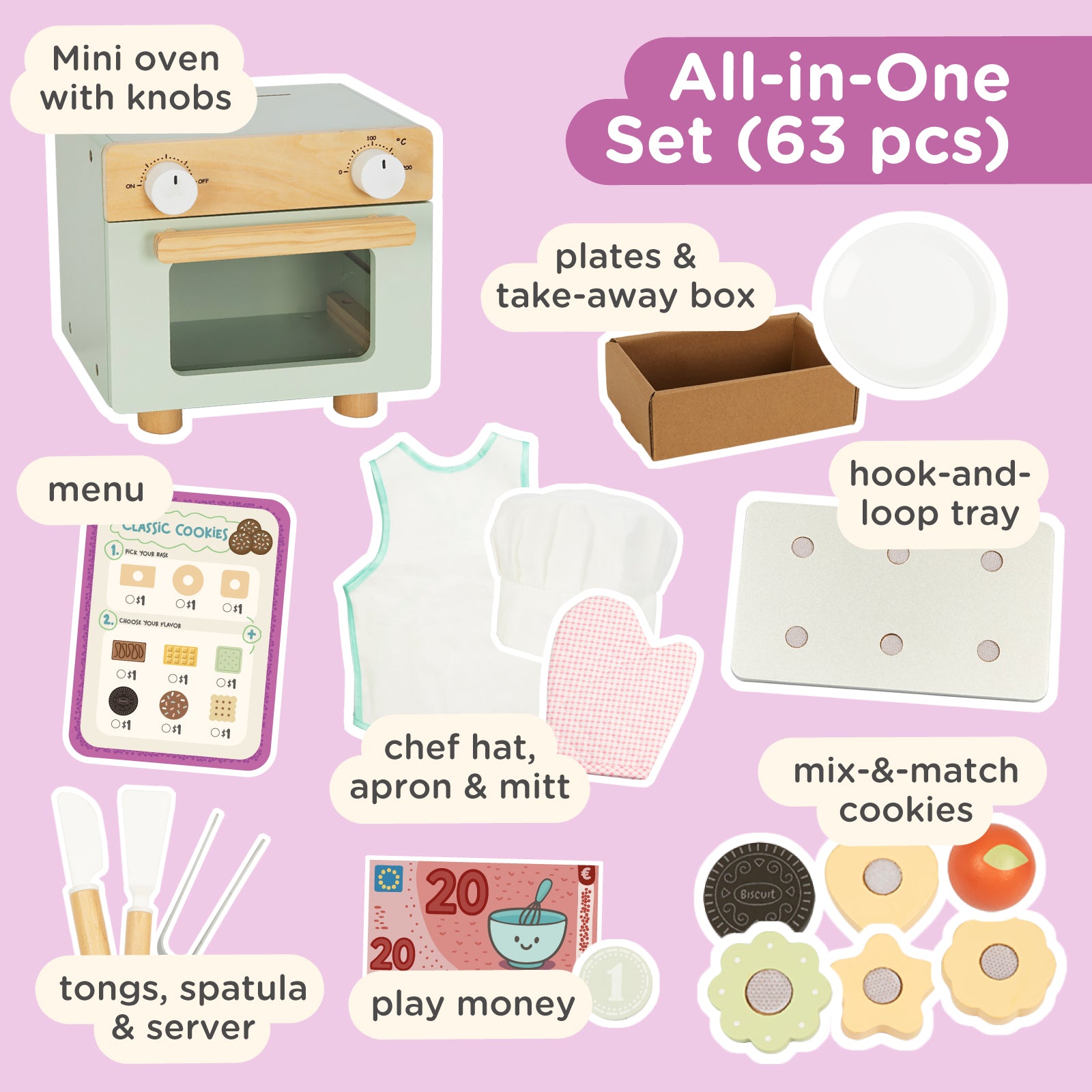 Nene Toys Kitchens & Pretend Play Little Cookie Bakery, forno giocattolo