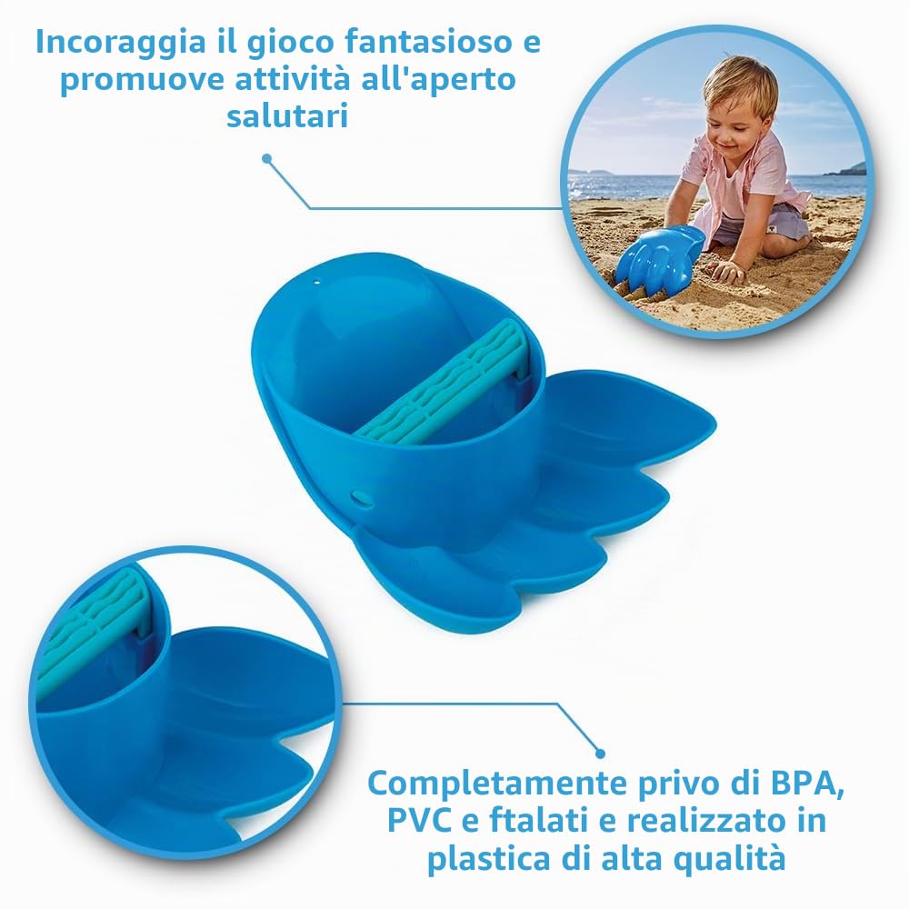Hape Giochi da spiaggia Zampa Potente Blu paletta da spiaggia manico robusto