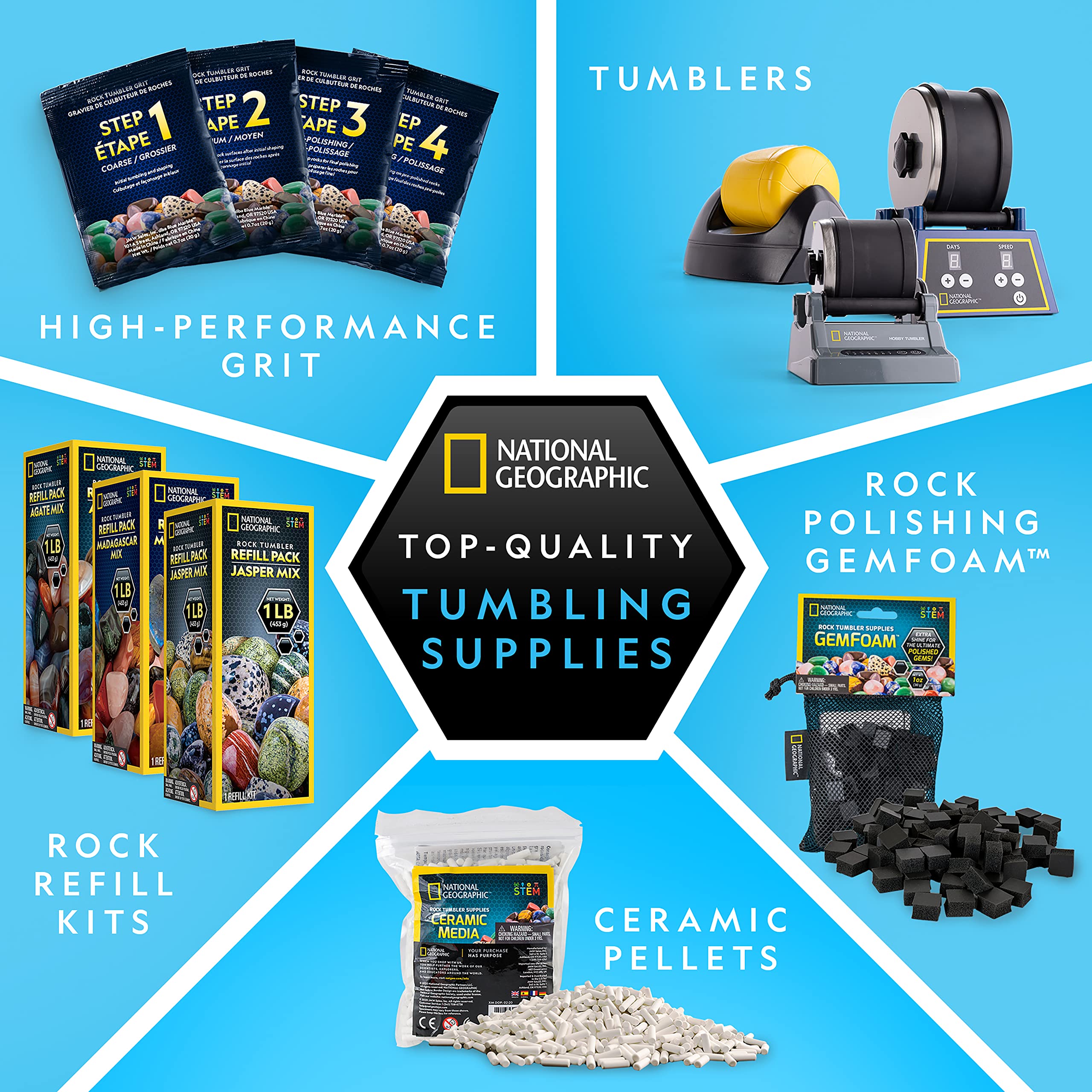 National Geographic Kit scientifici e di scoperta Rock Tumbler Refill Kit pietre preziose 453 g