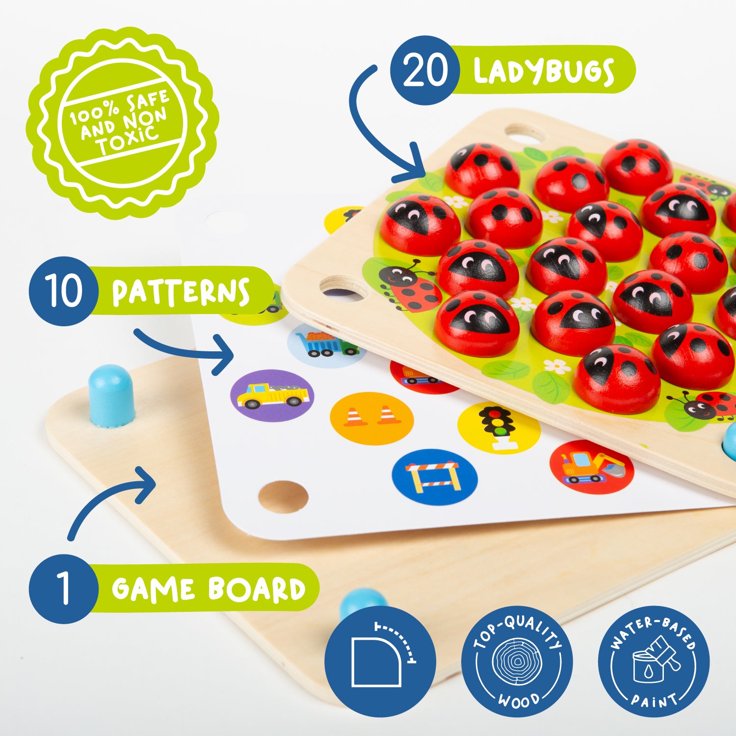 Nene Toys Family Games Ladybug Matching Game gioco memoria in legno