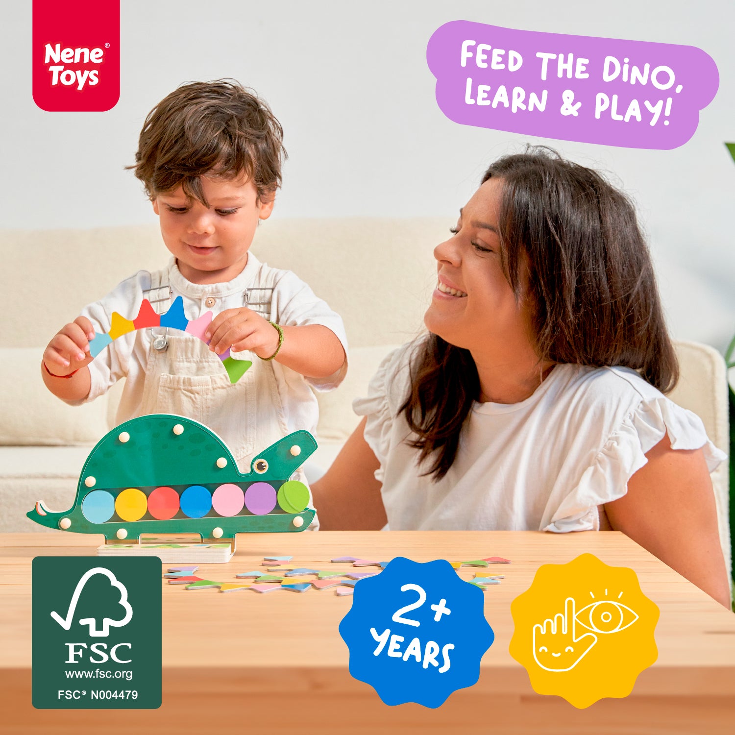 Nene Toys Puzzles & Learning Hungry Dino gioco dinosauro in legno