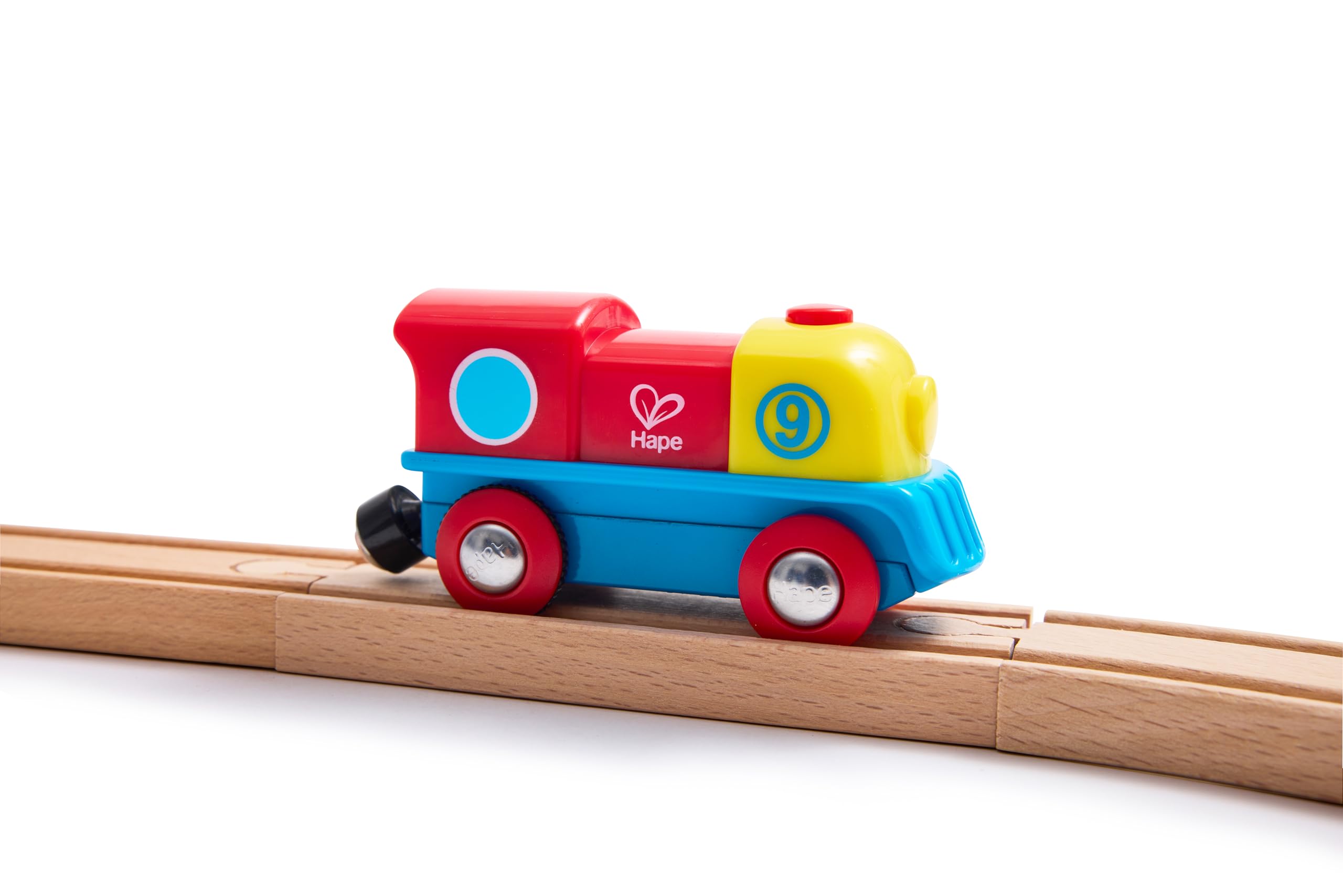 Hape Treno E3820 Piccola locomotiva con pulsante a batterie