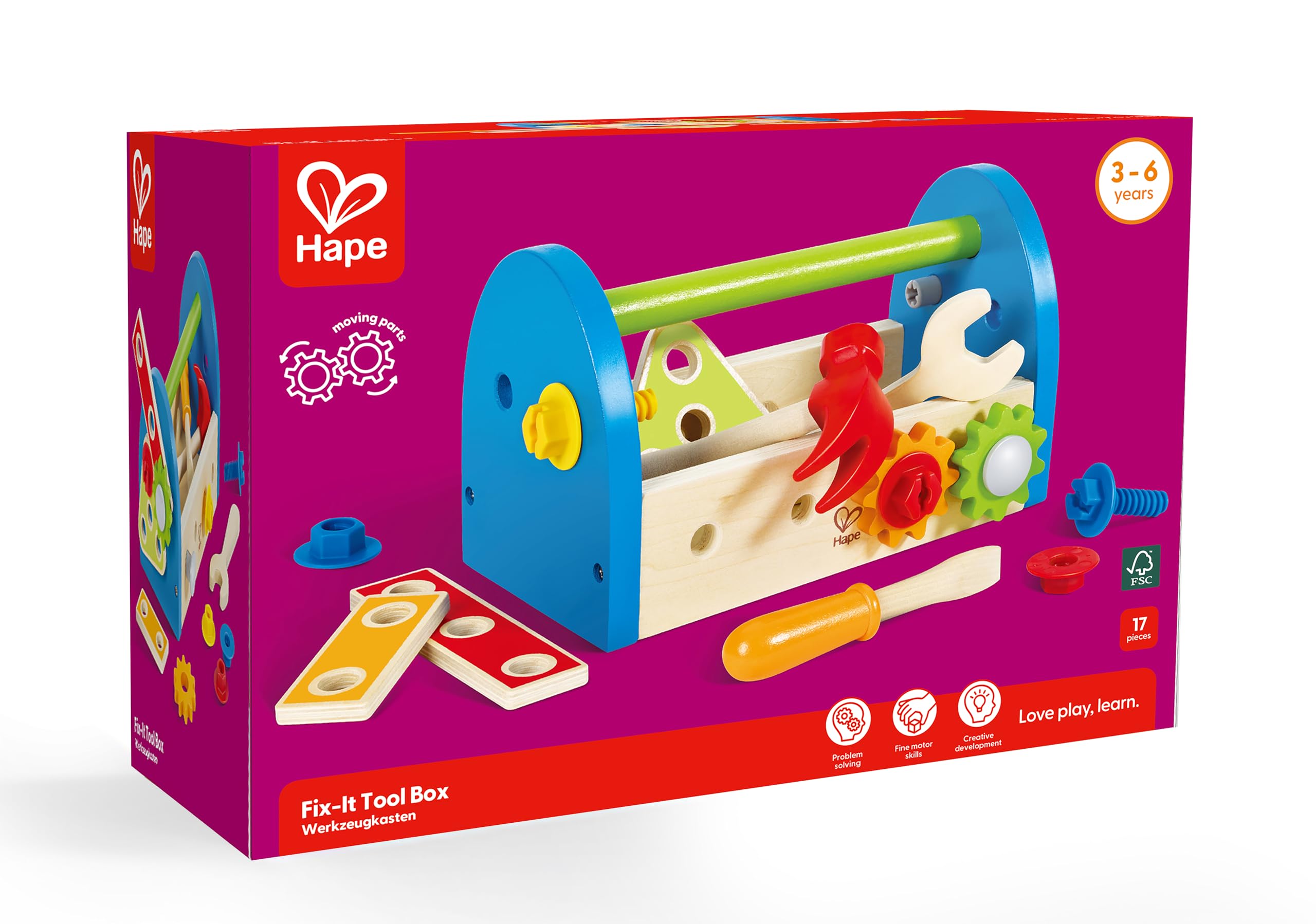 Hape Giochi di ruolo Cassetta degli Attrezzi cassetta attrezzi in legno dai 3 anni