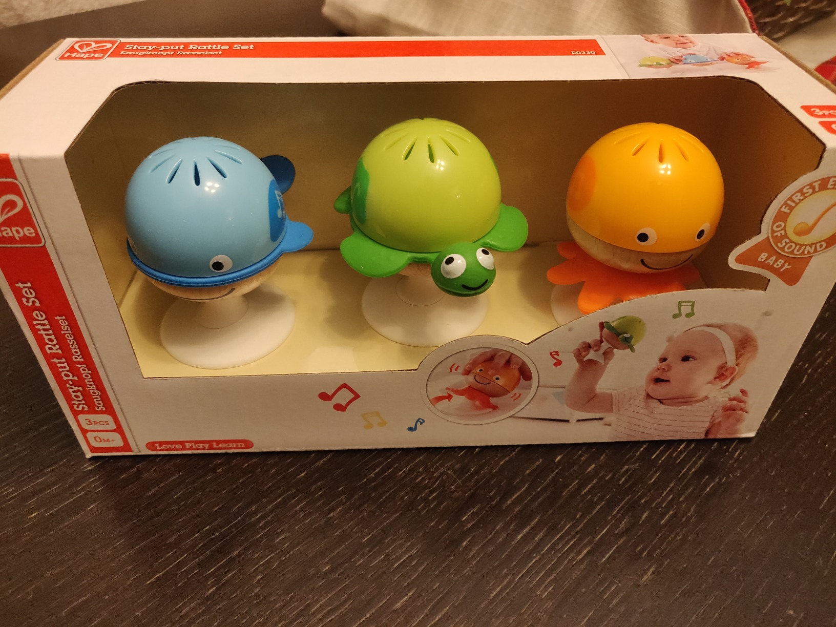 Hape Giocattoli per l'infanzia Set Sonagli sempre in piedi animali marini 3 pezzi