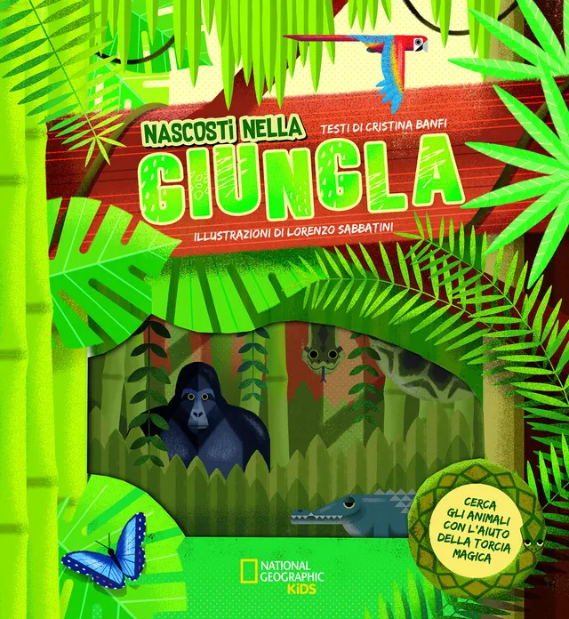 National Geographic Kids Nascosti nella giungla libro cerca animali con torcia magica