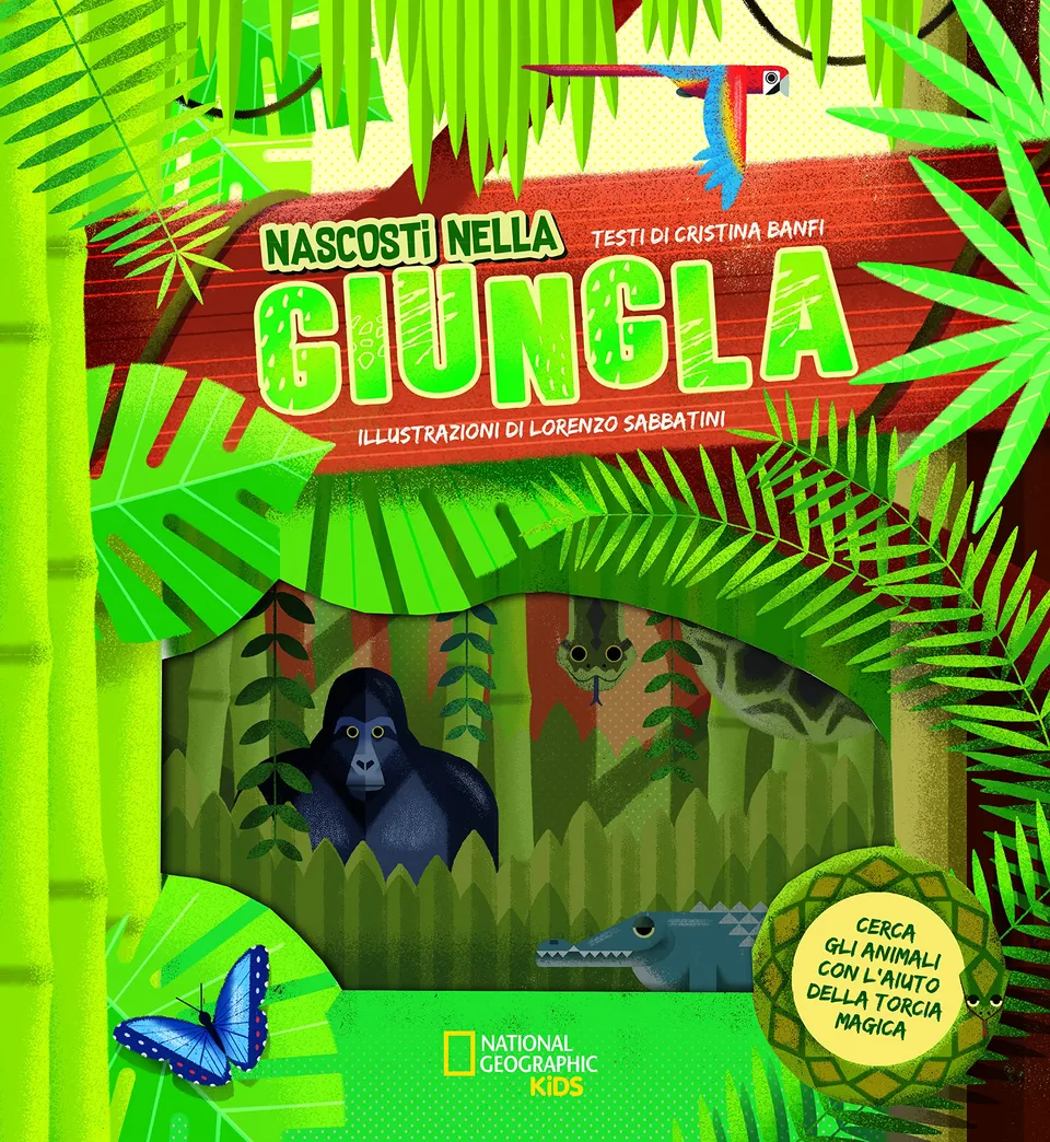National Geographic Kids Nascosti nella giungla libro cerca animali con torcia magica
