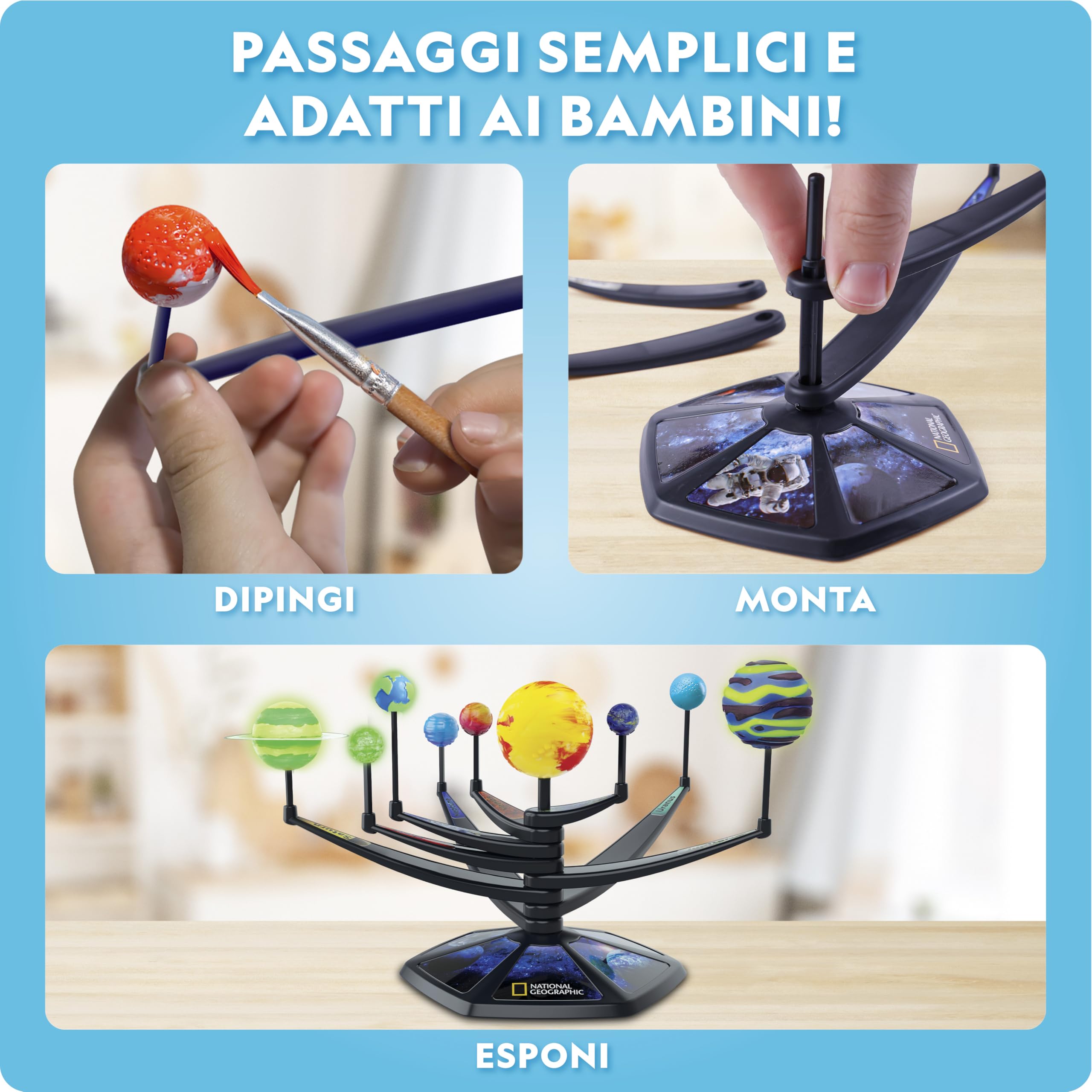 National Geographic Kit scientifici e di scoperta sistema solare 3D da costruire