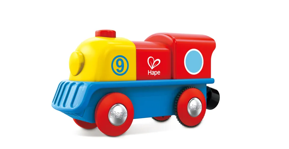 Hape Treno E3820 Piccola locomotiva con pulsante a batterie