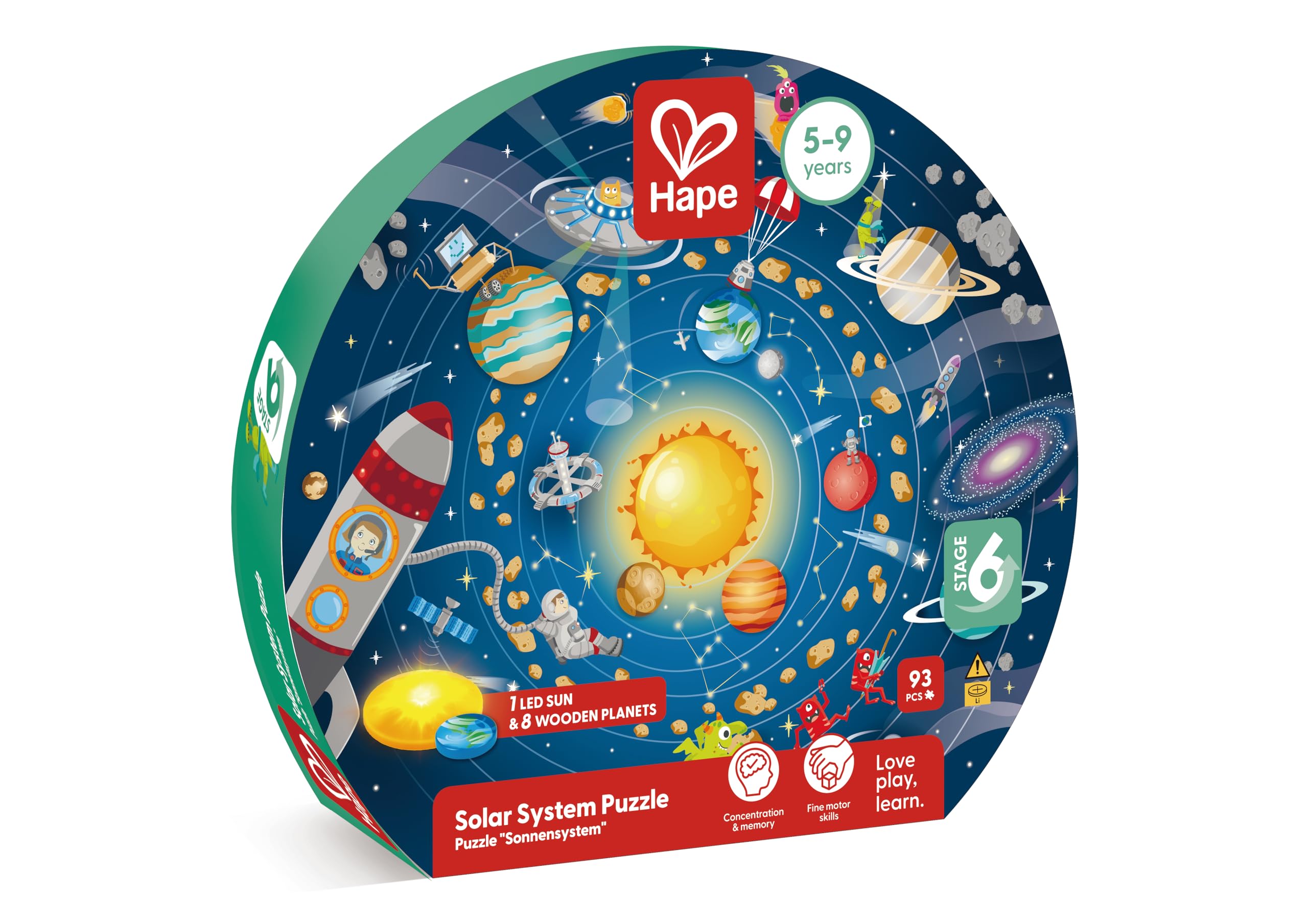 Hape Puzzle Sistema Solare puzzle in legno con LED