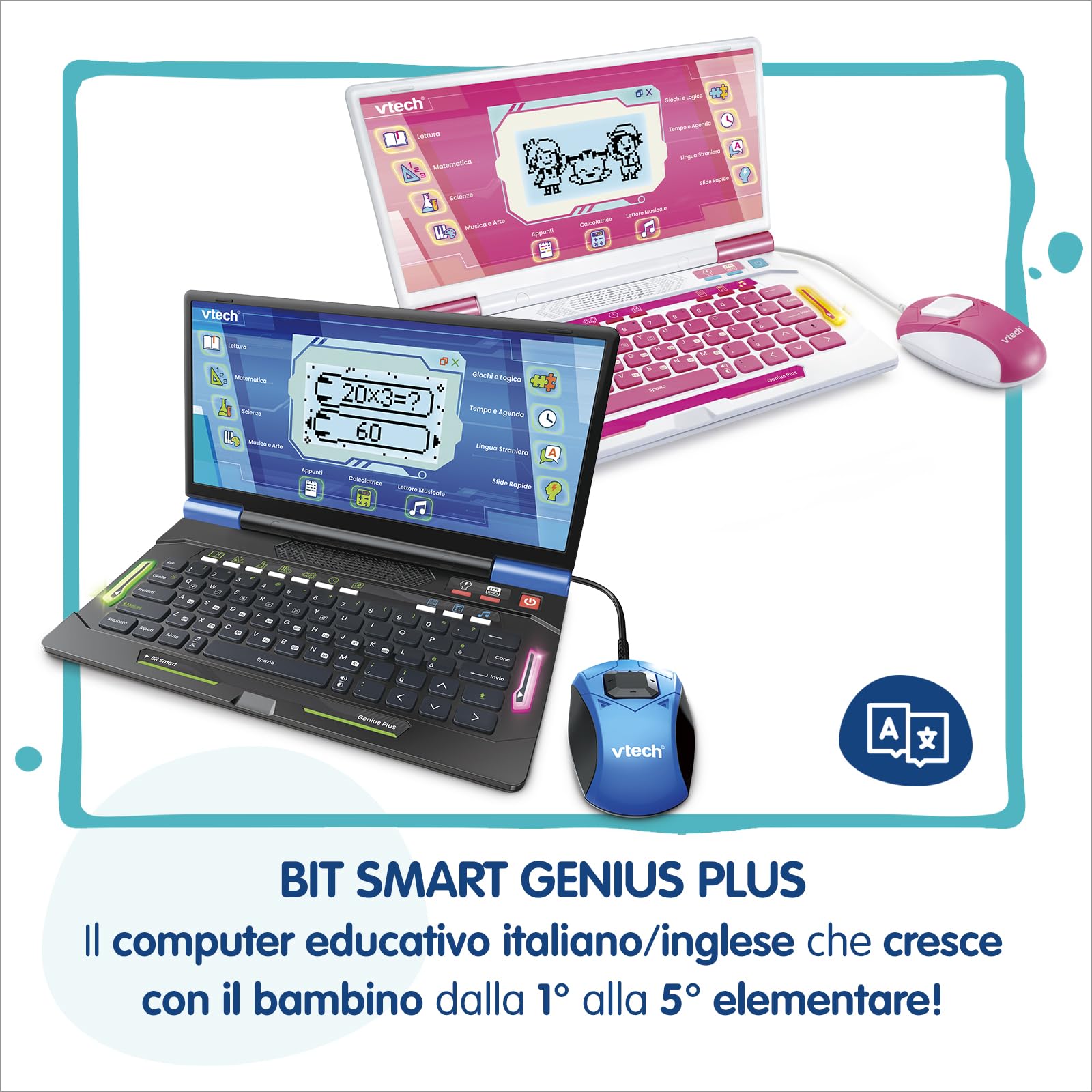 VTech Bit Smart Genius Plus computer rosa bilingue