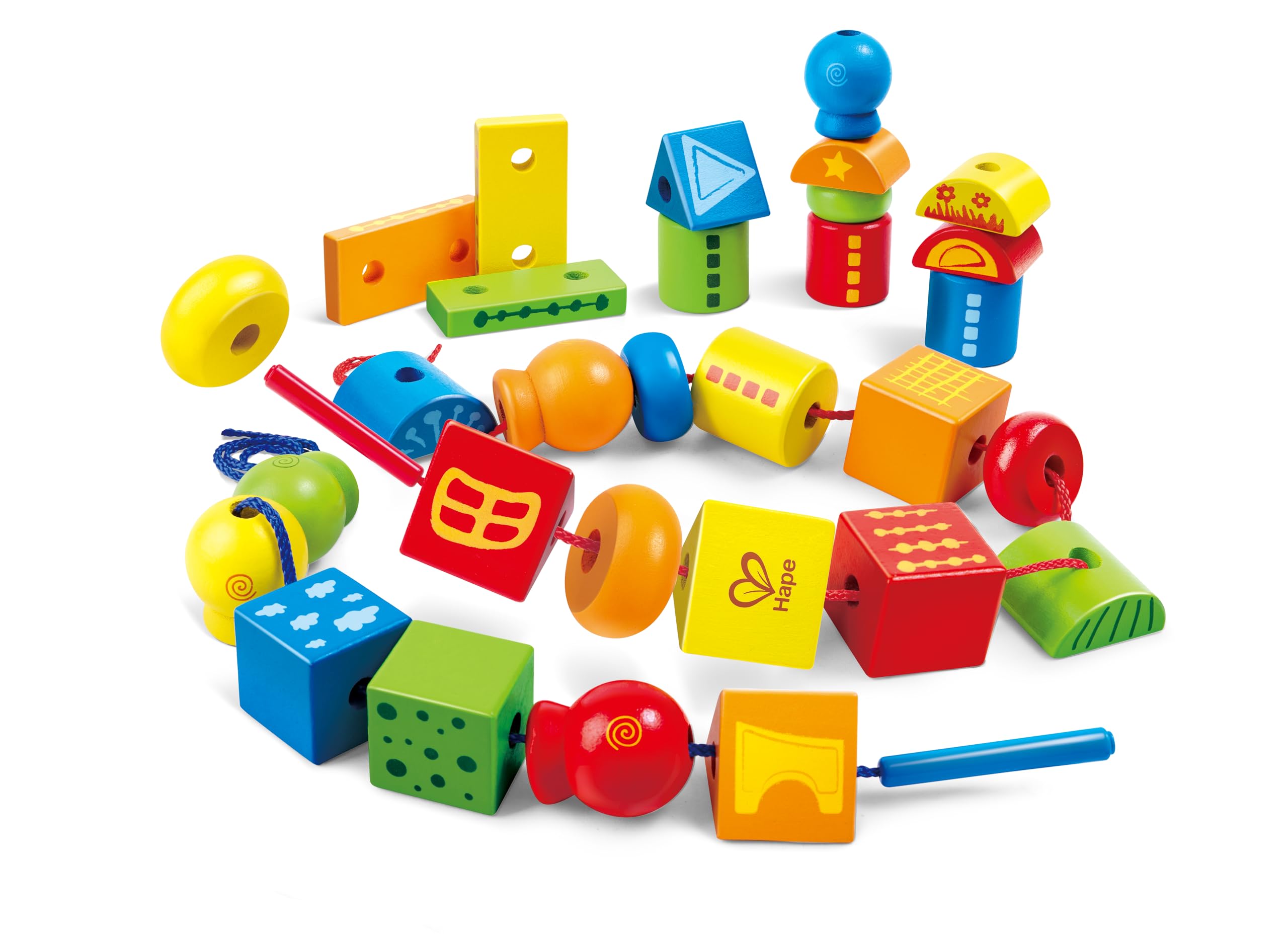 Hape Giocattoli abilità motorie Forme da Infilare 32 blocchi in legno