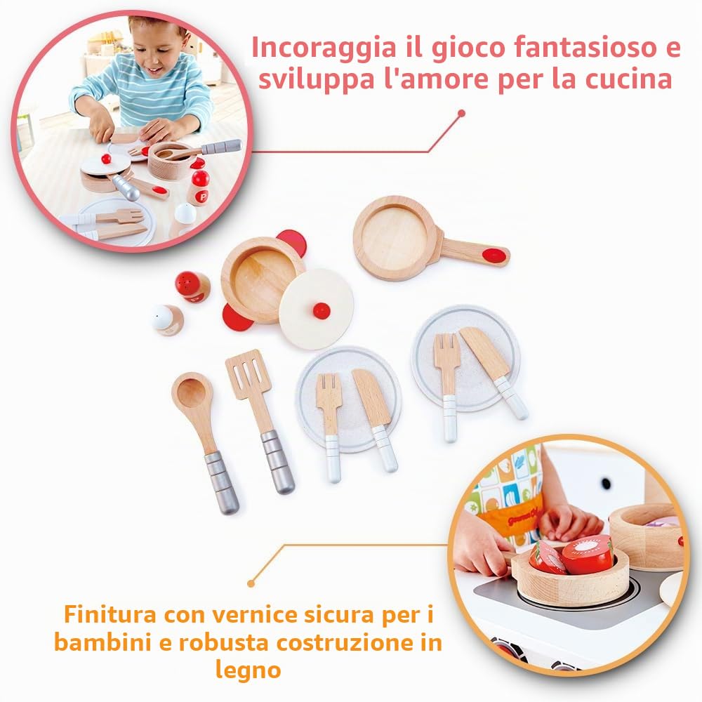 Hape Cucina e accessori Set Cucina & Servi in legno 13 pezzi