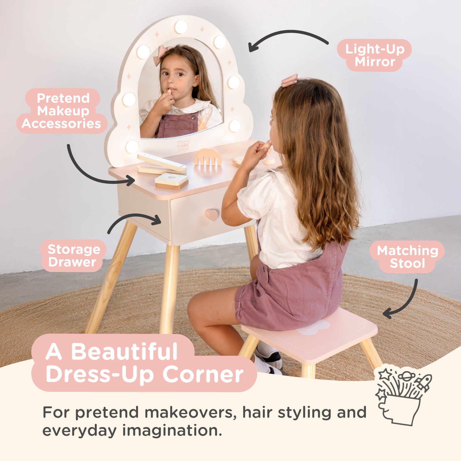 Nene Toys Kitchens & Pretend Play My First Vanity Table toeletta giocattolo