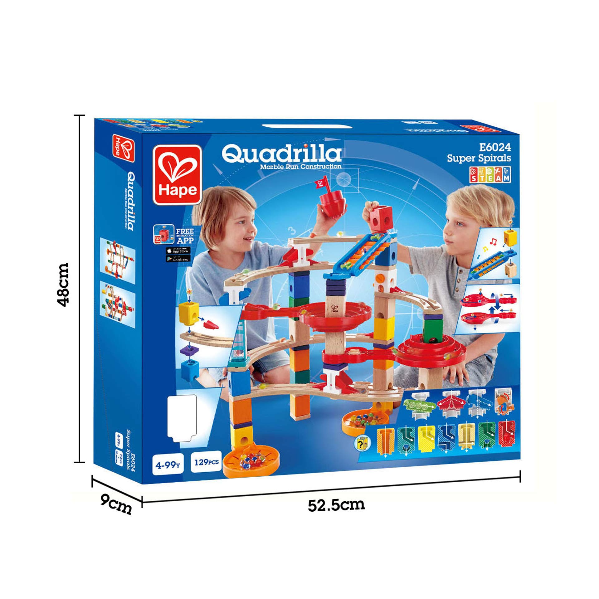 Hape Quadrilla Super Spirali pista per biglie 129 pezzi con xilofono