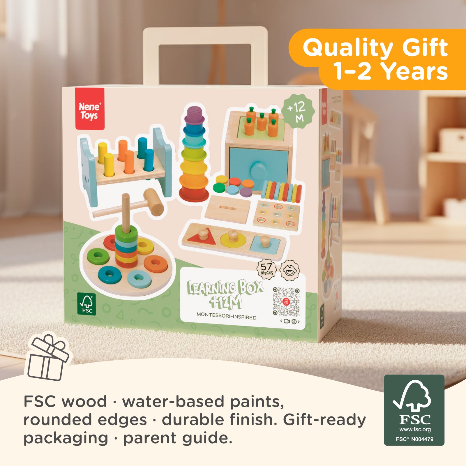 Nene Toys Baby & Toddler Toys Learning Box +12M giochi legno 12-24 mesi