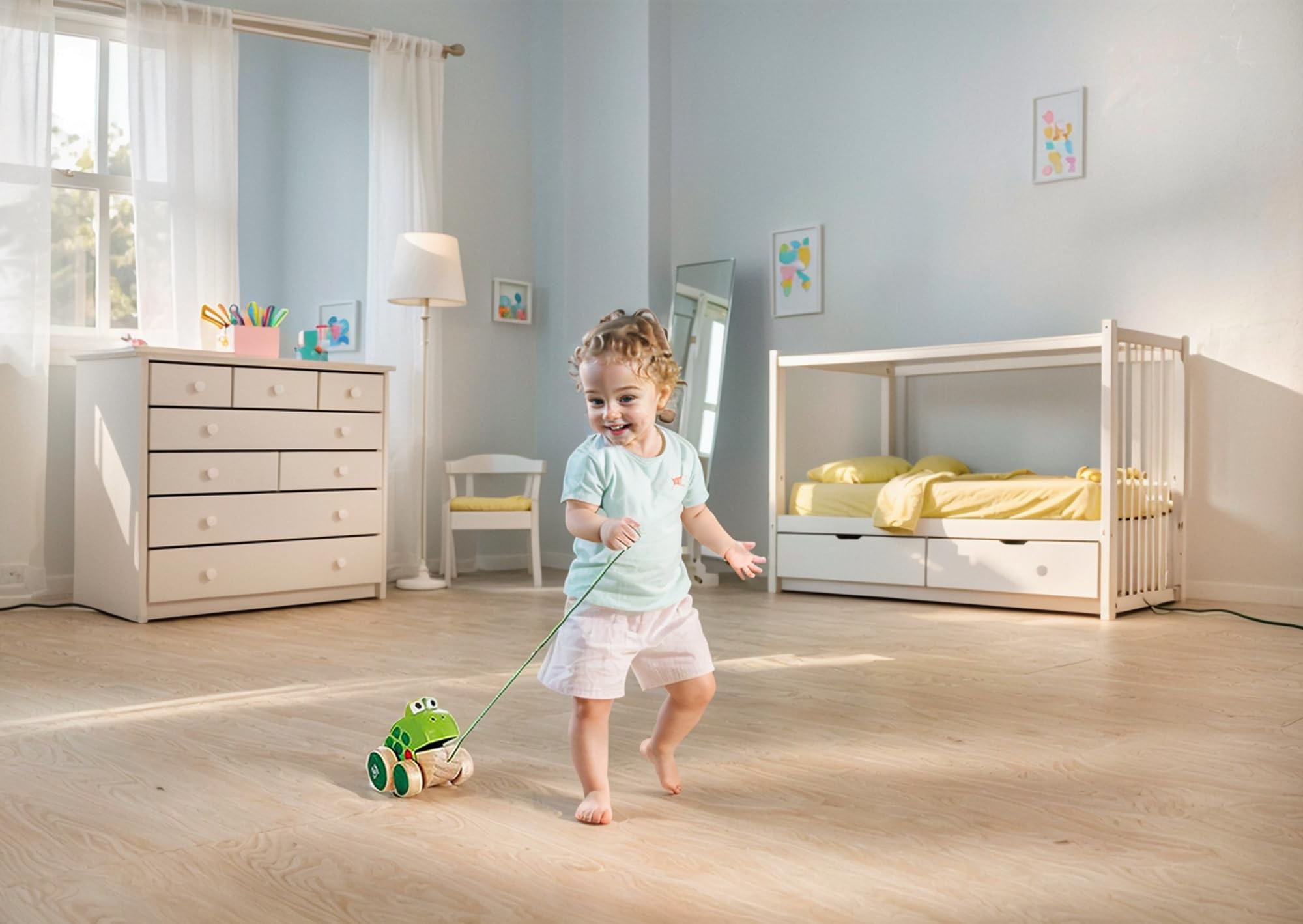 Hape Spingi e cammina Rana da tirare giocattolo in legno e ABS