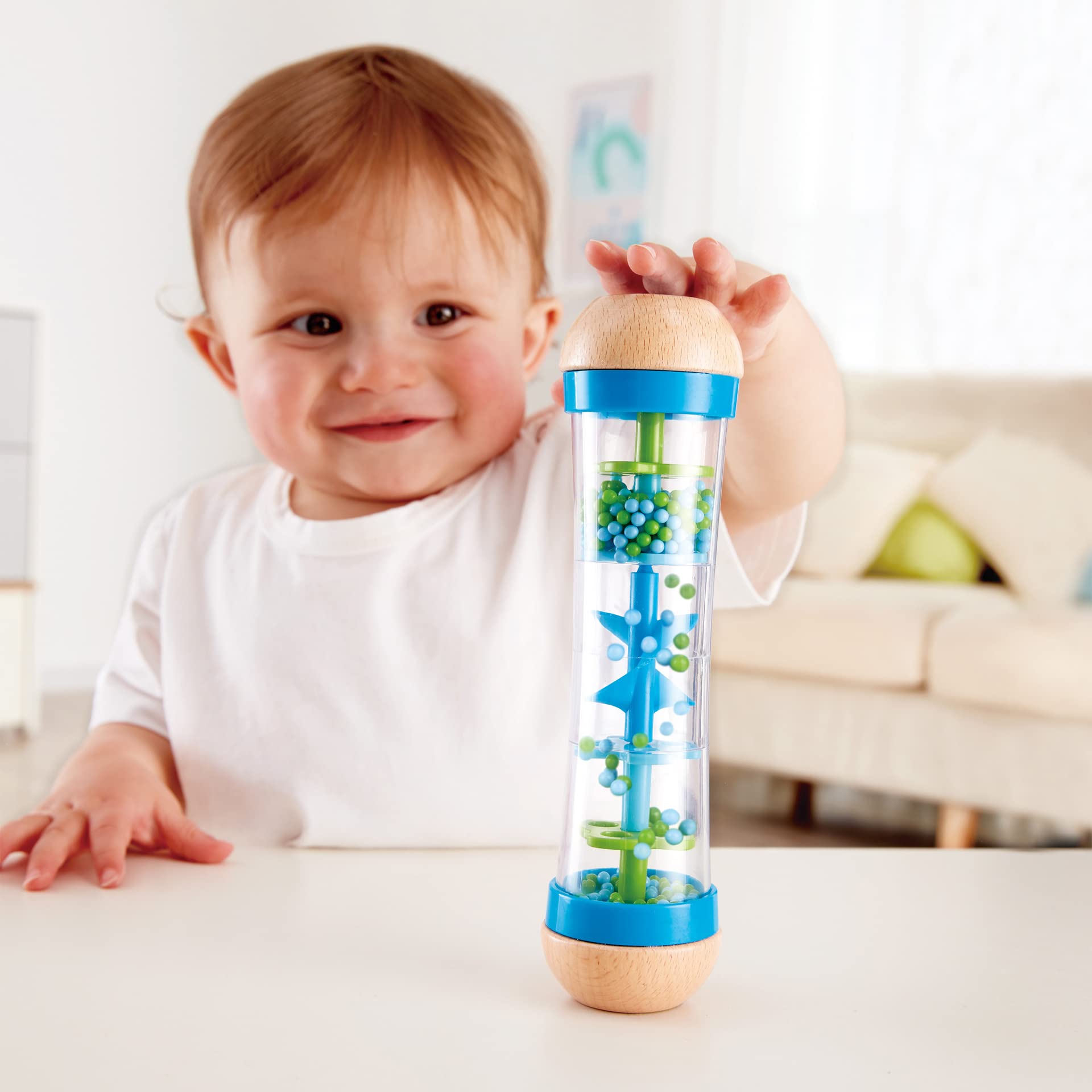 Hape Giochi musicali Cascata di Perline sonaglio bastone della pioggia blu