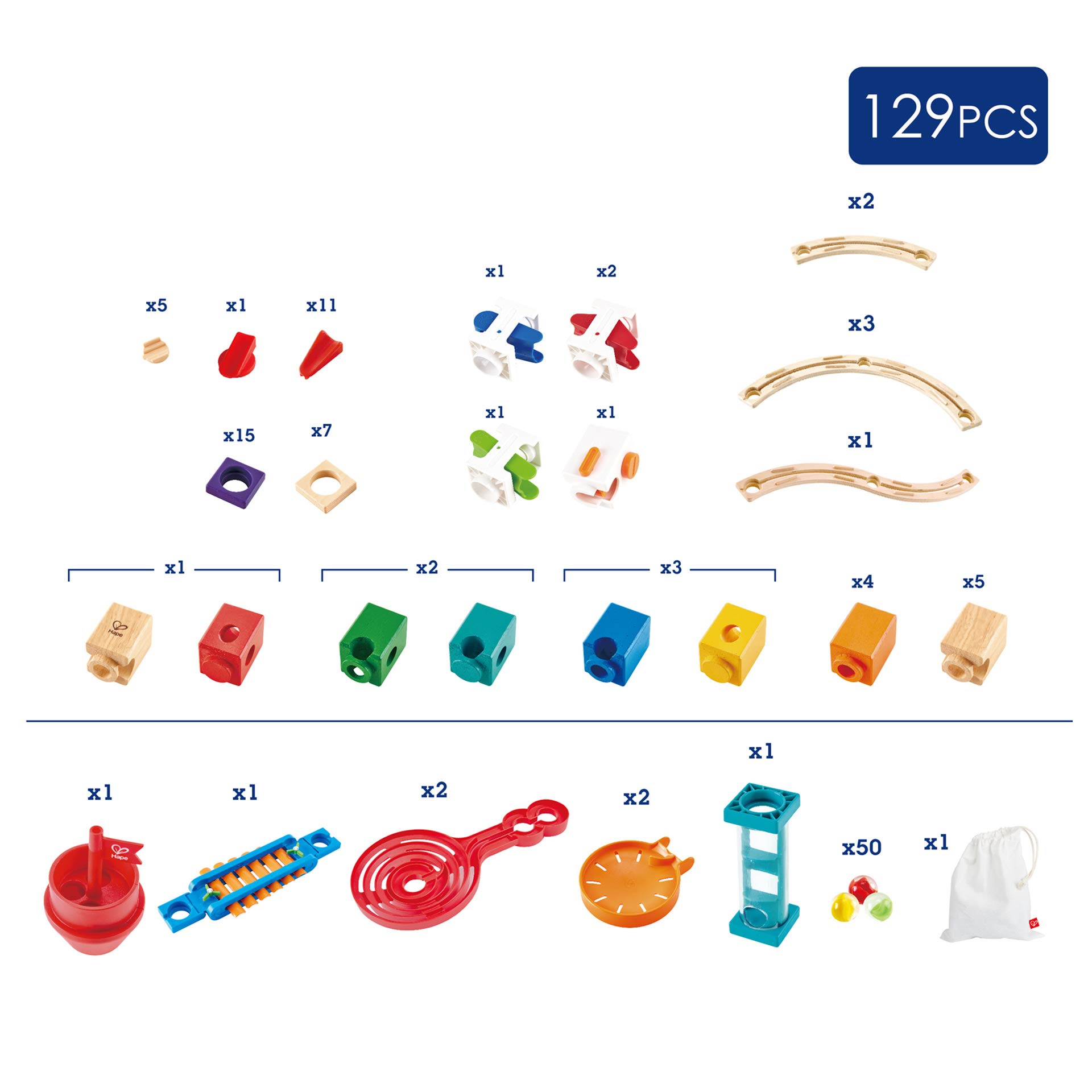Hape Quadrilla Super Spirali pista per biglie 129 pezzi con xilofono
