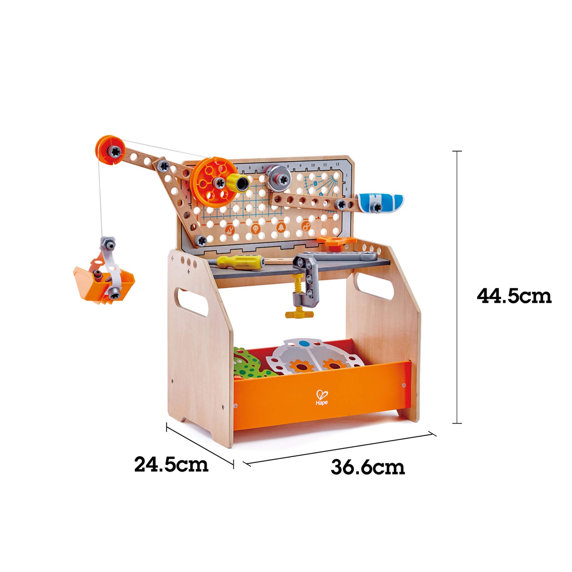 Hape Junior Inventor Banco da lavoro medio laboratorio in legno 58 pezzi