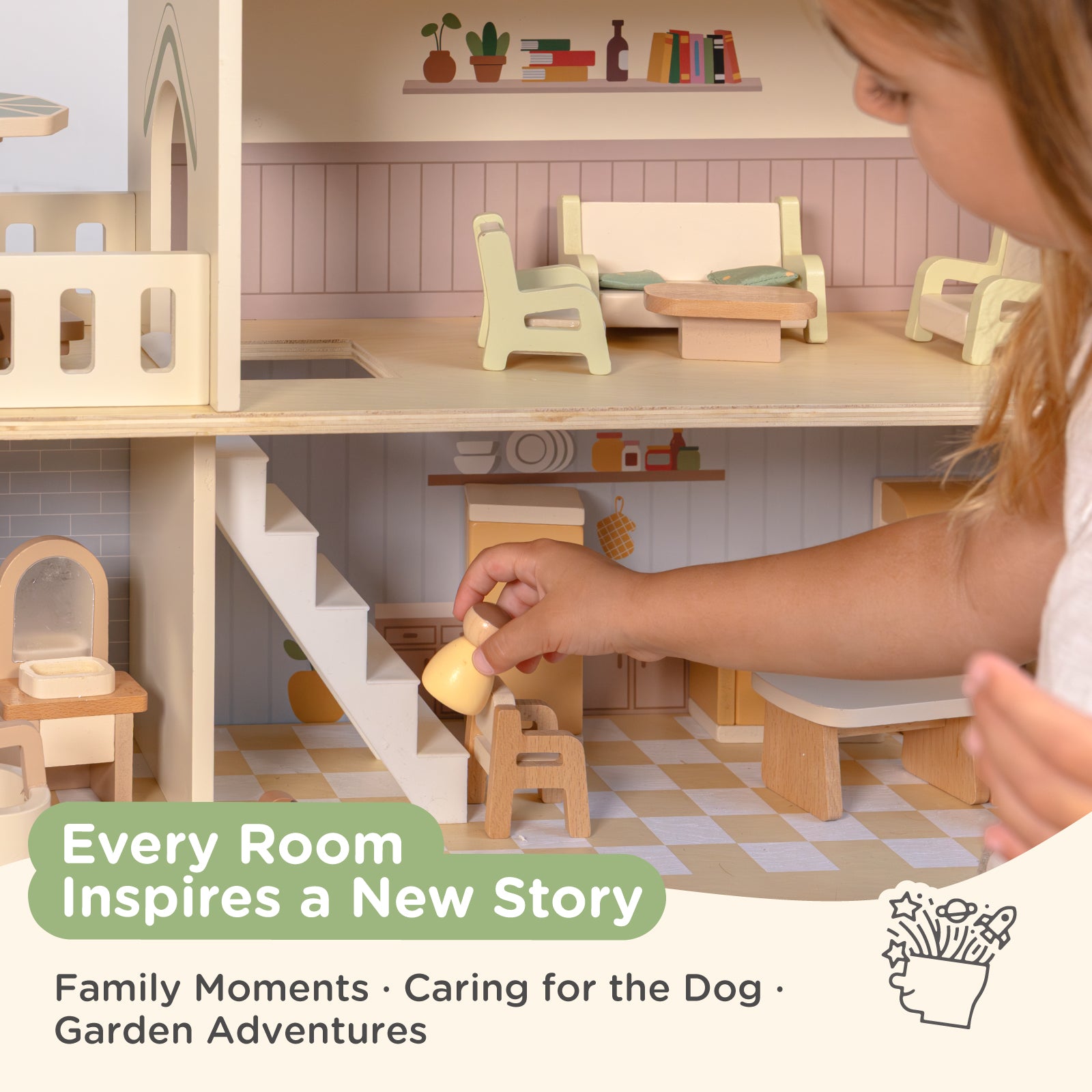 Nene Toys Kitchens & Pretend Play Wooden Doll House casa delle bambole