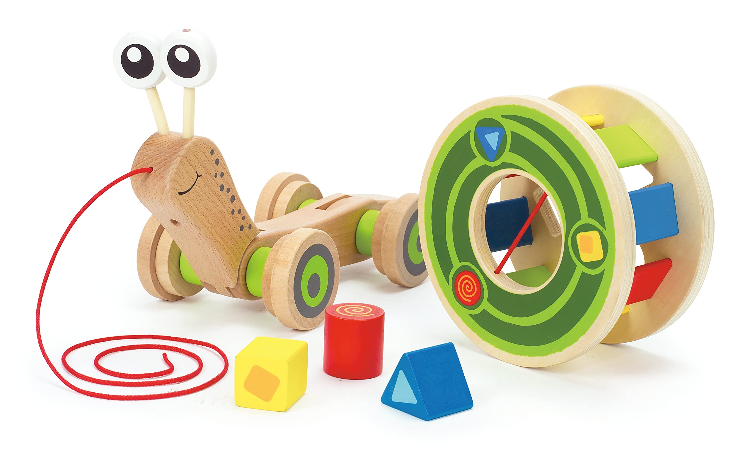 Hape Spingi e cammina Lumaca da trainare giocattolo in legno con forme a incastro