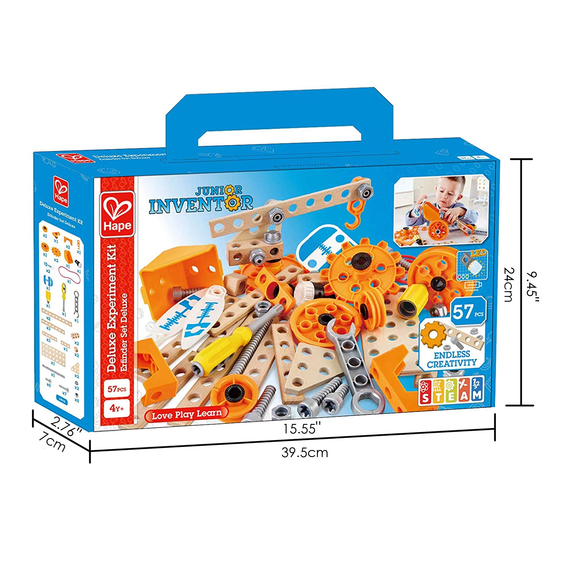 Hape Junior Inventor Kit Deluxe 57 pezzi kit esperimenti STEM