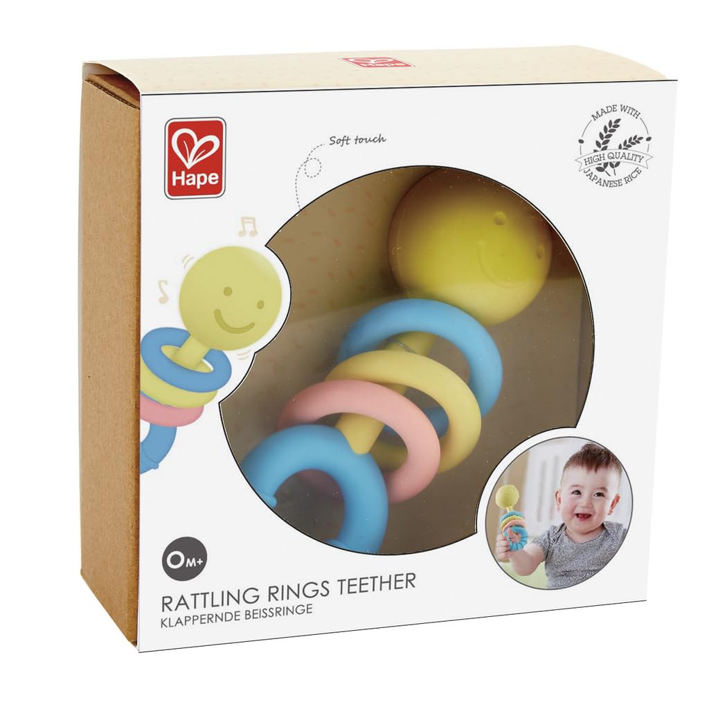 Hape Giocattoli per l'infanzia Sonaglio massaggiagengive con anelli 0+ riso giapponese